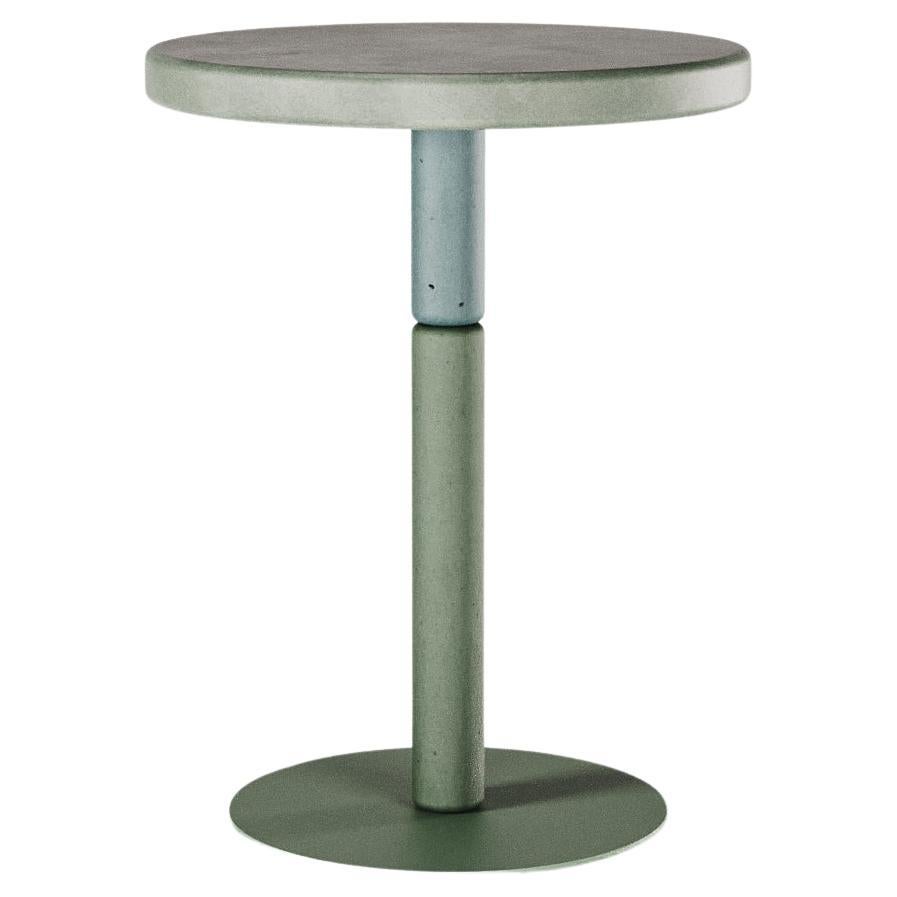 Collection Flipper, table basse haute en béton + ciment de couleur aigue-marine