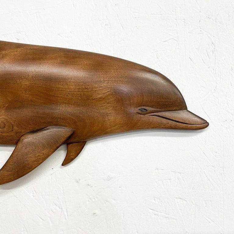 Late 20th Century Flipper Dolphin Wall Sculpture in Red Birch Wood by Rob Roy San Diego CA, 1994