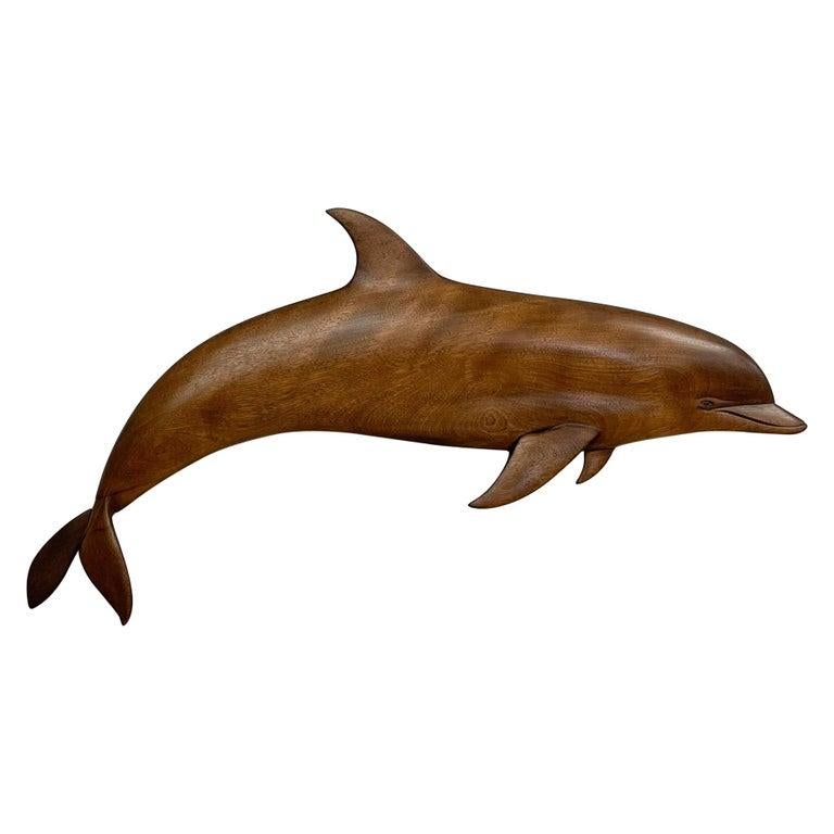 Flipper Dolphin Wall Sculpture in Red Birch Wood by Rob Roy San Diego CA, 1994 1