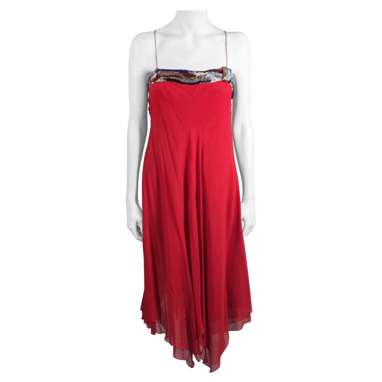 Flirty Bias Silk Chiffon Beaded Dance Dress For Sale at 1stDibs