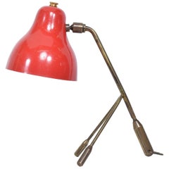 Flirty French Red Cocotte Desk Lamp Wall Sconce in Bronze - France 1950s