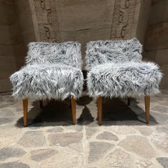Flirty Slipper Chair Set Midcentury Modern Furry Glamor Style Billy Haines 1950s