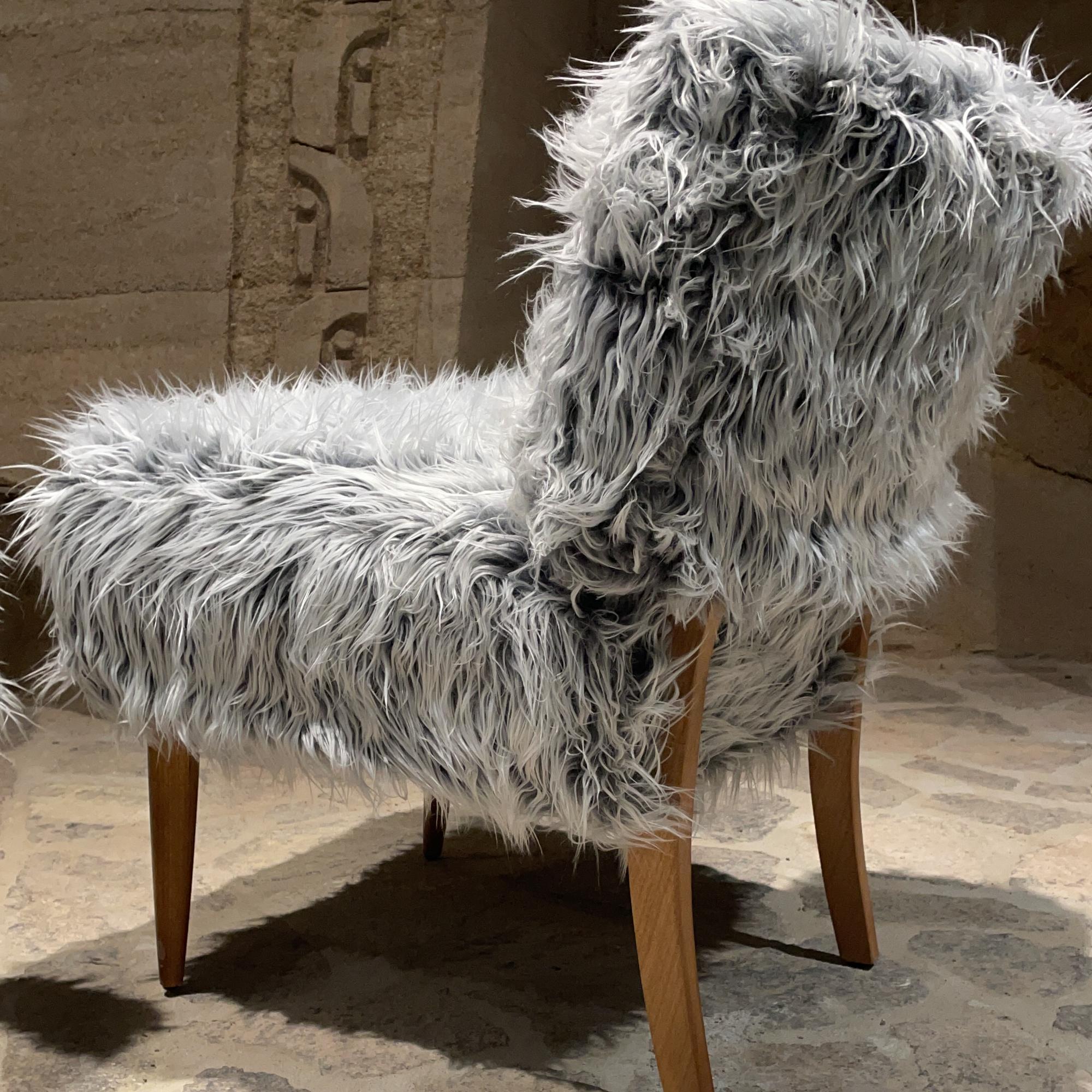 Flirty Slipper Chair Set Midcentury Modern Furry Glamor Style Billy Haines 1950s 2