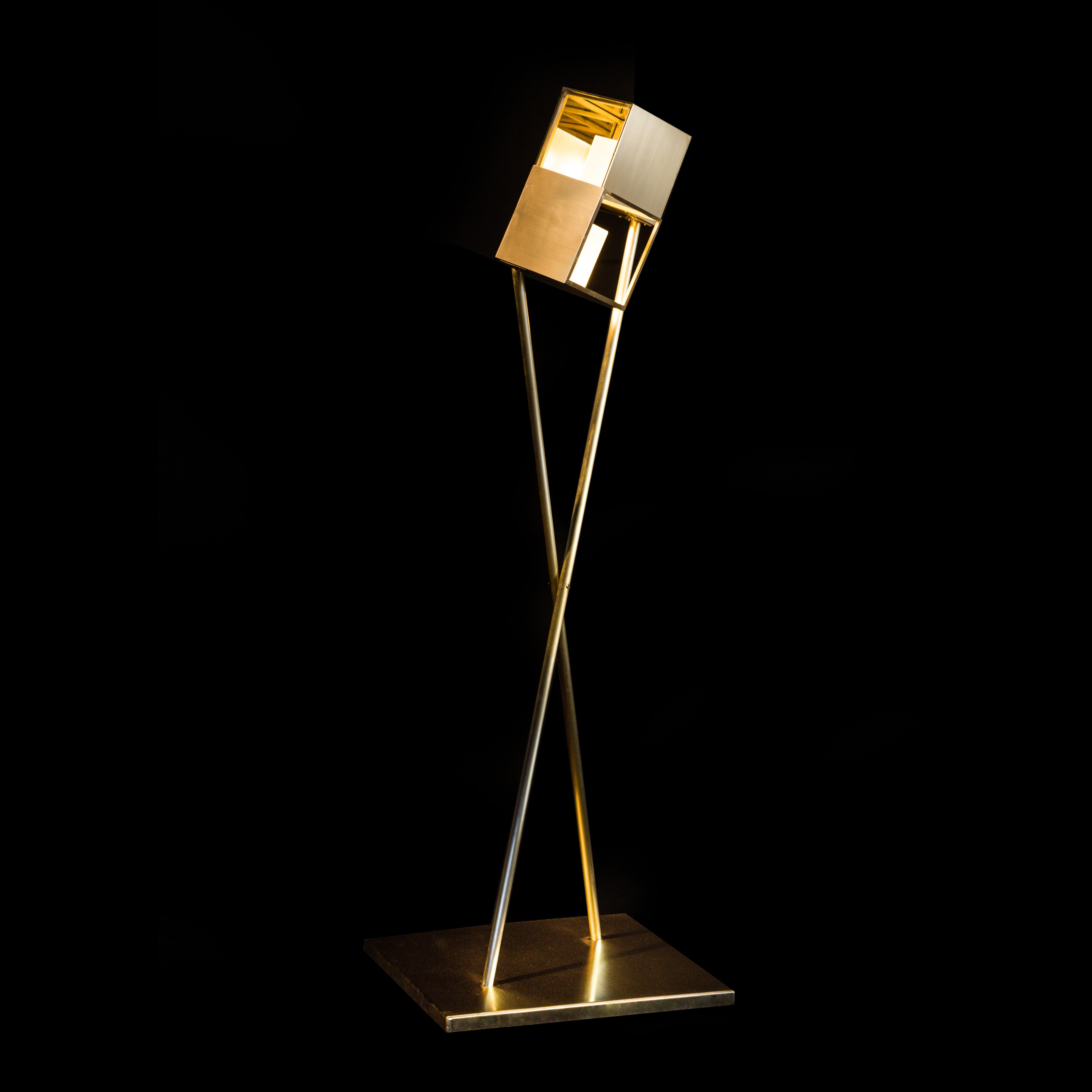Contemporary FLIS - Solid brass floor light handmade by Diaphan Studio For Sale
