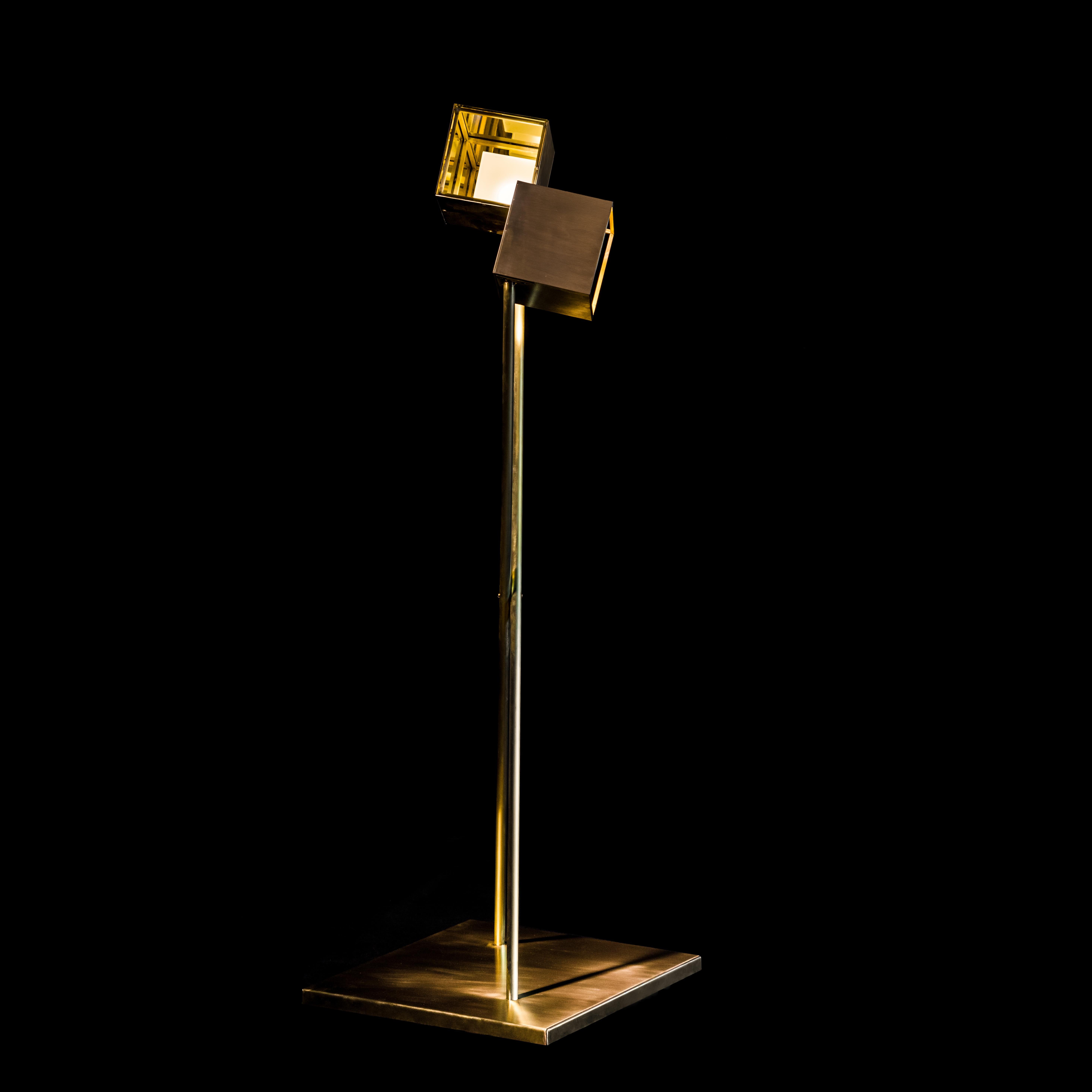 Brass FLIS - Solid brass floor light handmade by Diaphan Studio For Sale