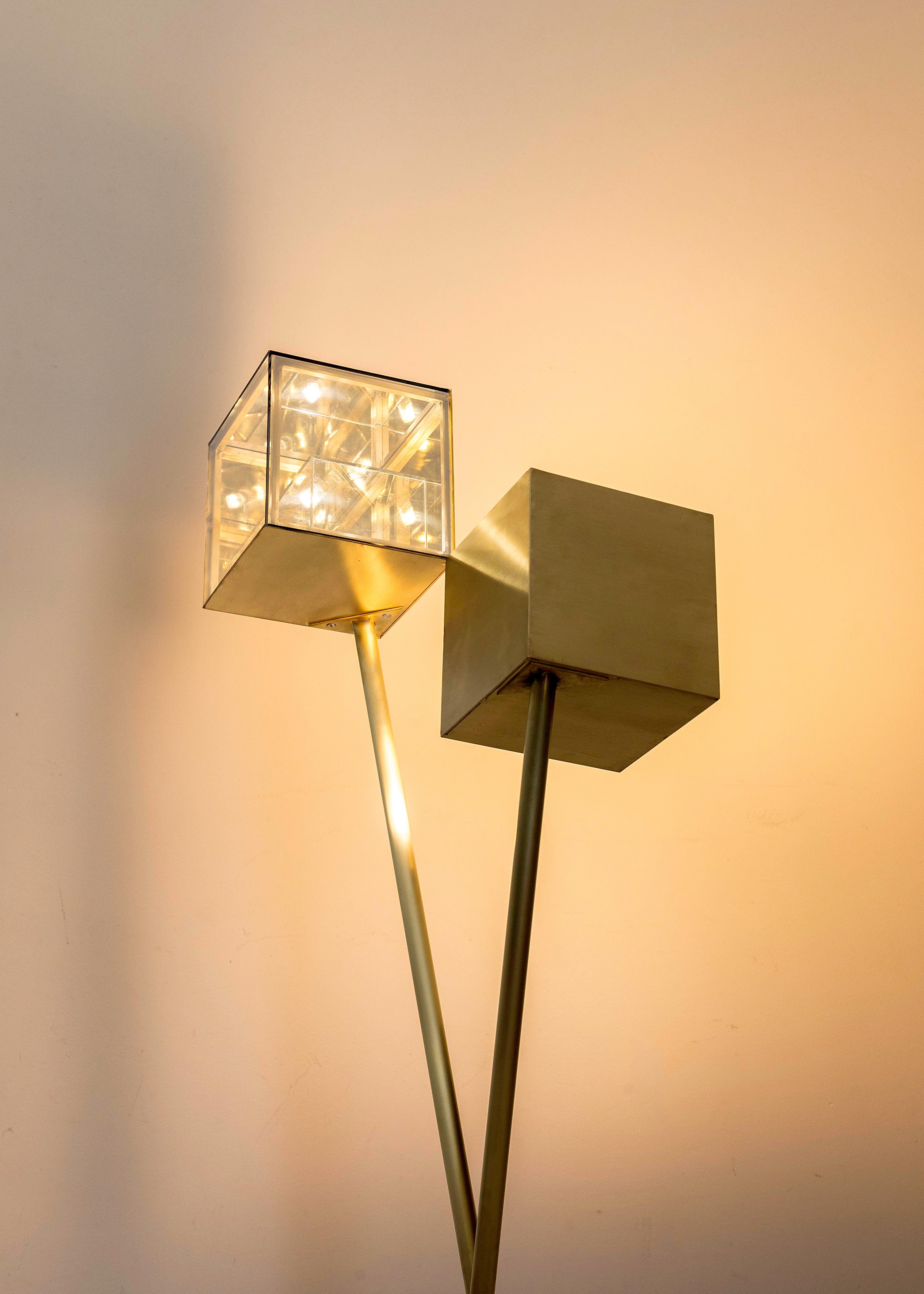 Contemporary FLIS - Solid brass floor light handmade by Diaphan Studio For Sale