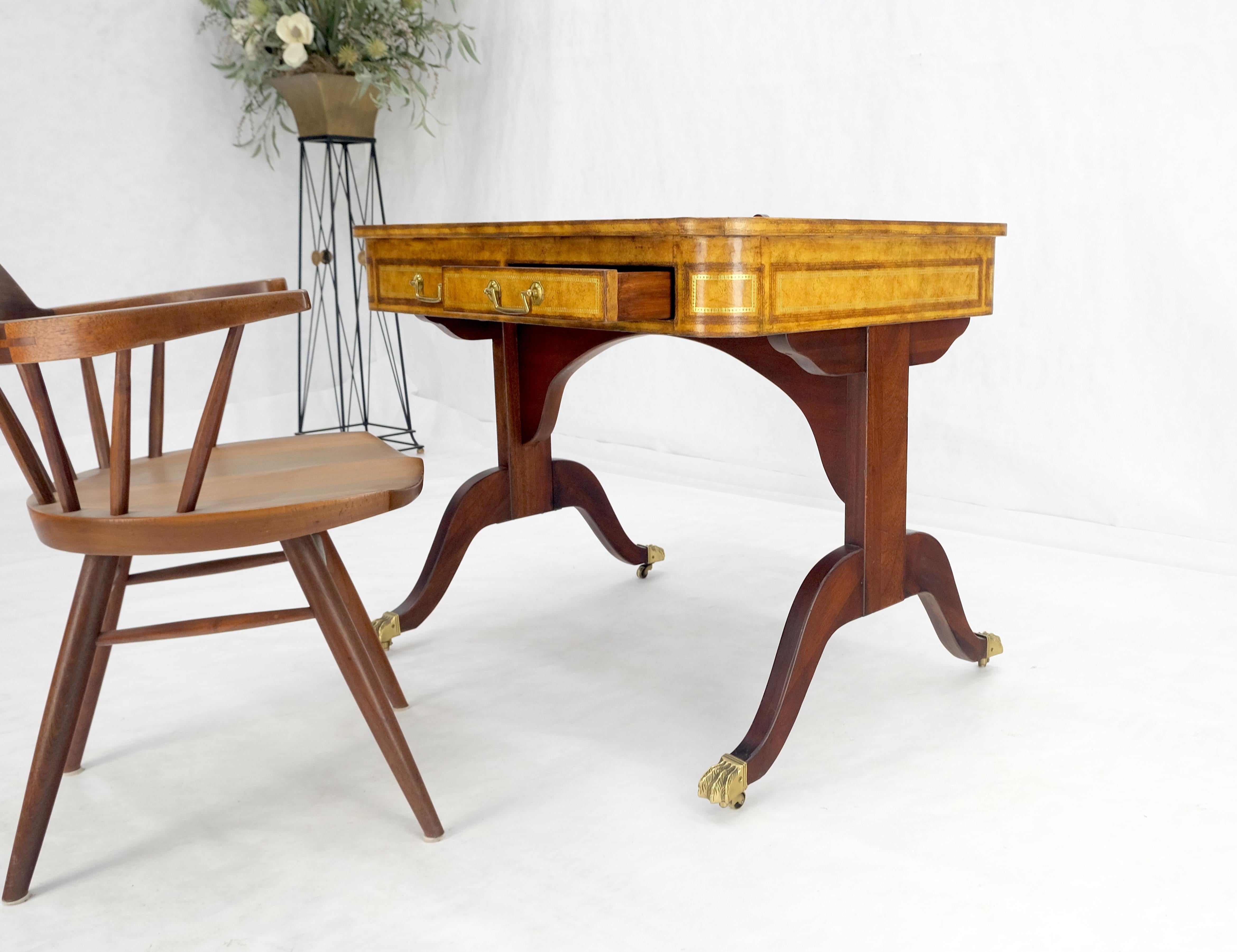 Flit Top Chess Board Backgammon Tooled Leather Top Two Drawers Game Table MINT! For Sale 5