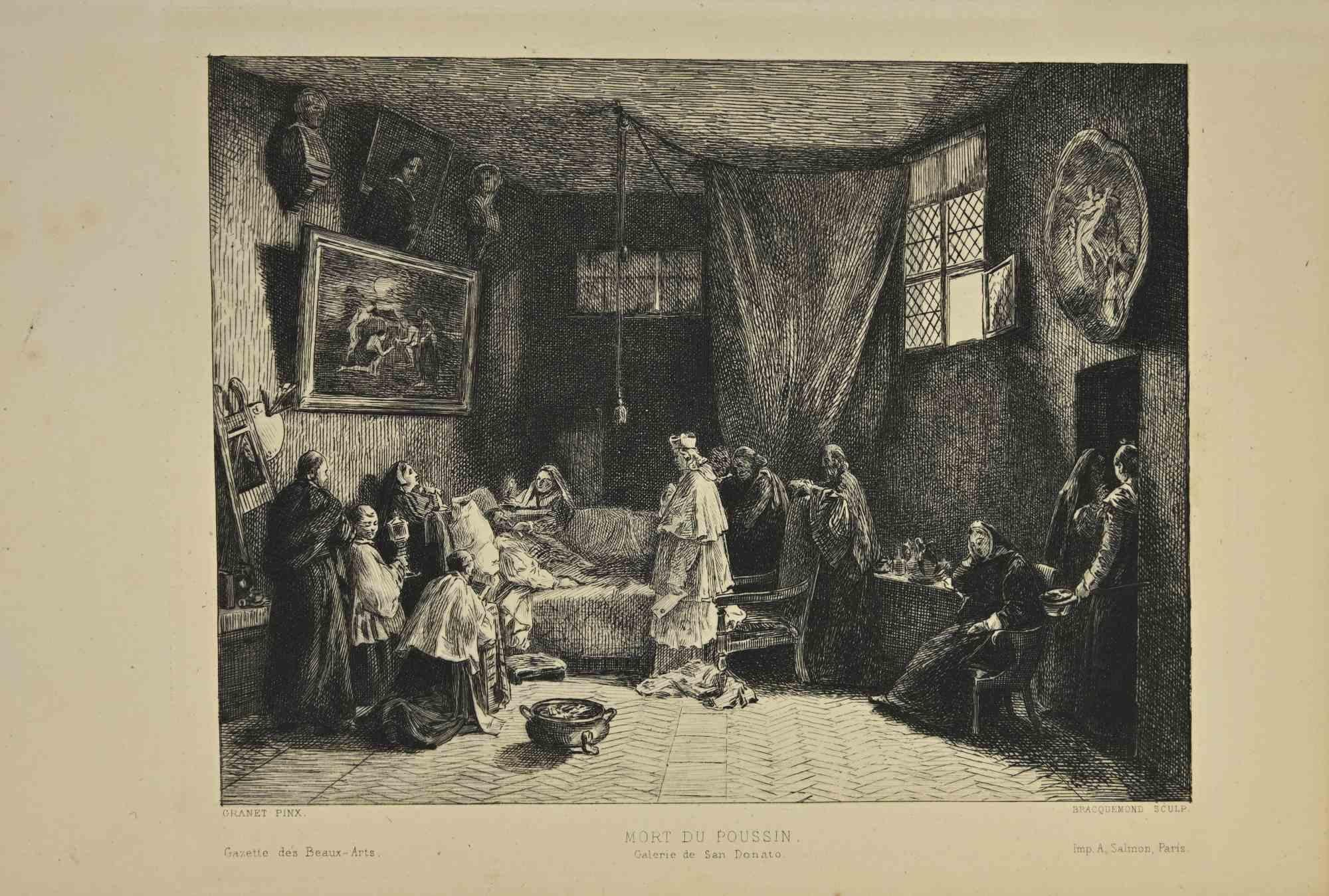 Mort Du Poussin is a print realized by Félix Braquemond, in the late 19th century.

Etching on paper.

Signed on the plate, Titled, Salmo, Paris.

Good conditions, with slight foxing.