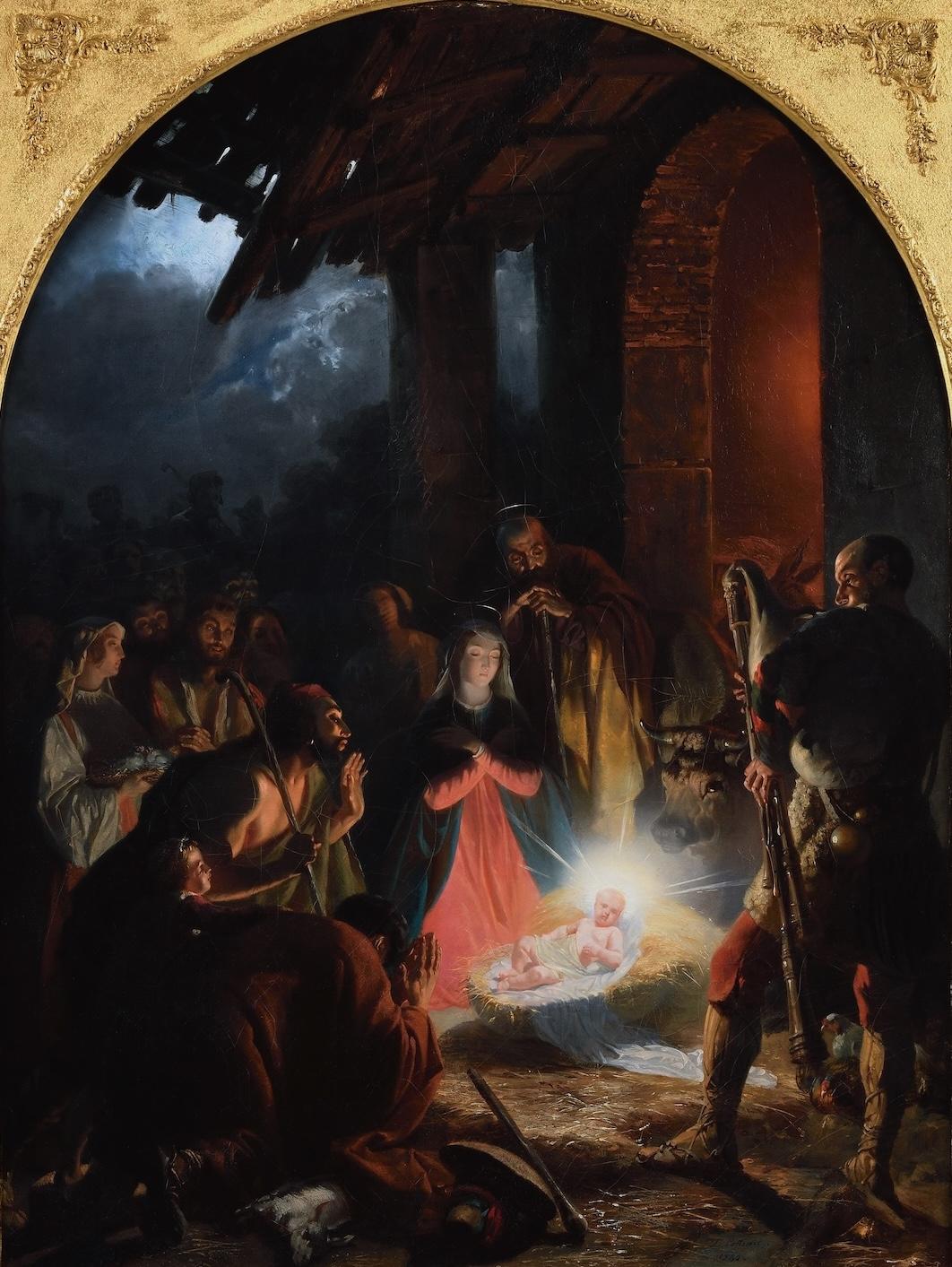 La adoración de los pastores - Painting de Félix Cottrau