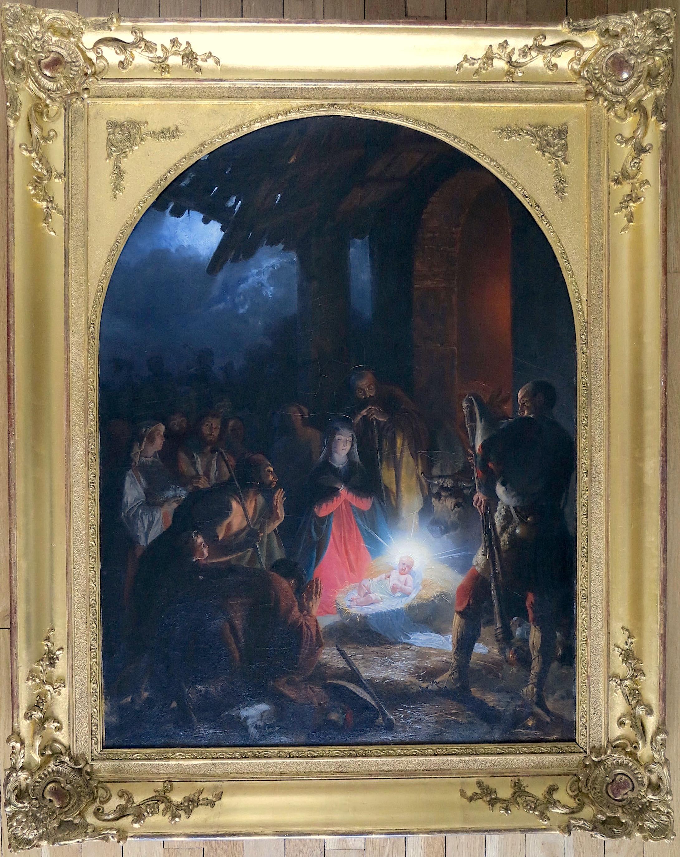 Félix Cottrau Figurative Painting - The adoration of the shepherds
