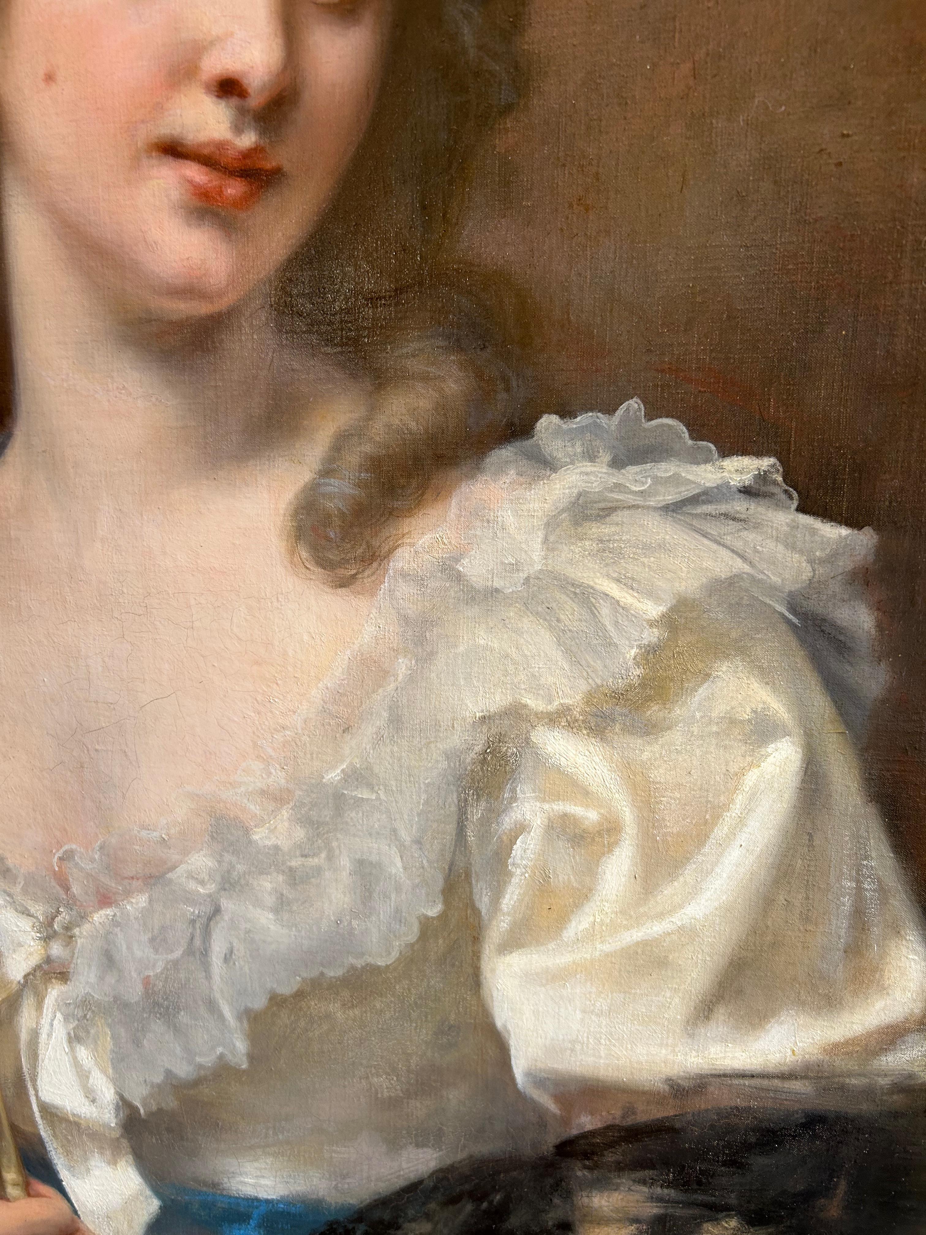 Ritratto di signora con cappello e ventaglio - stile Marie Antoinette nel 1783 in vendita 2