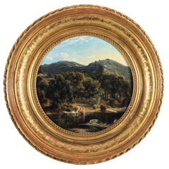 Paesaggio italiano con bagnanti