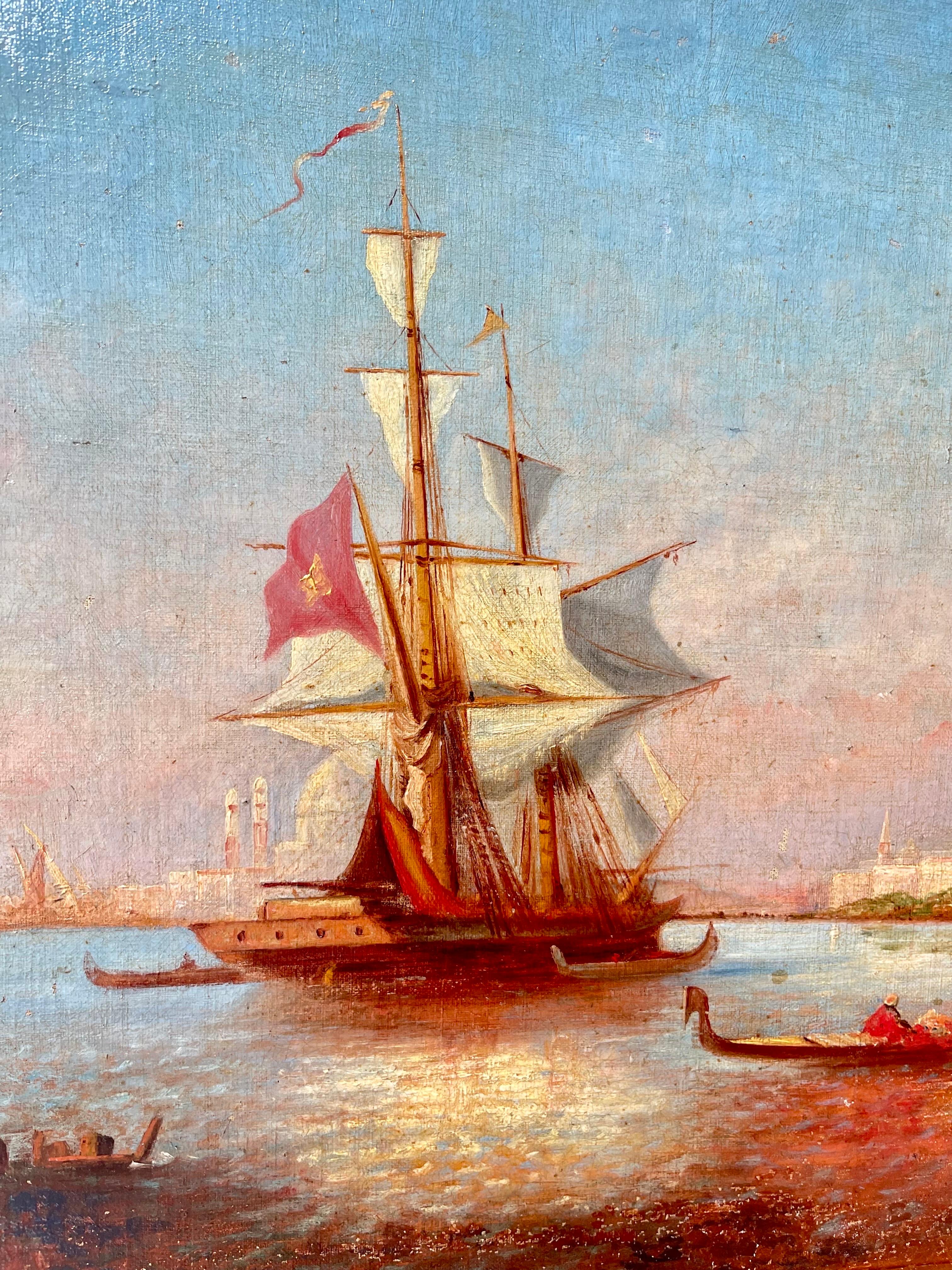 Peinture romantique française du XIXe siècle - Vue de Venise - MarCo - Painting de Bouchet