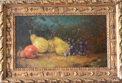 Antique Still Life oil painting of pears and grapes