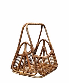 F.lli Castano Rattan and Bamboo Magazine Rack, Italy, 1960s