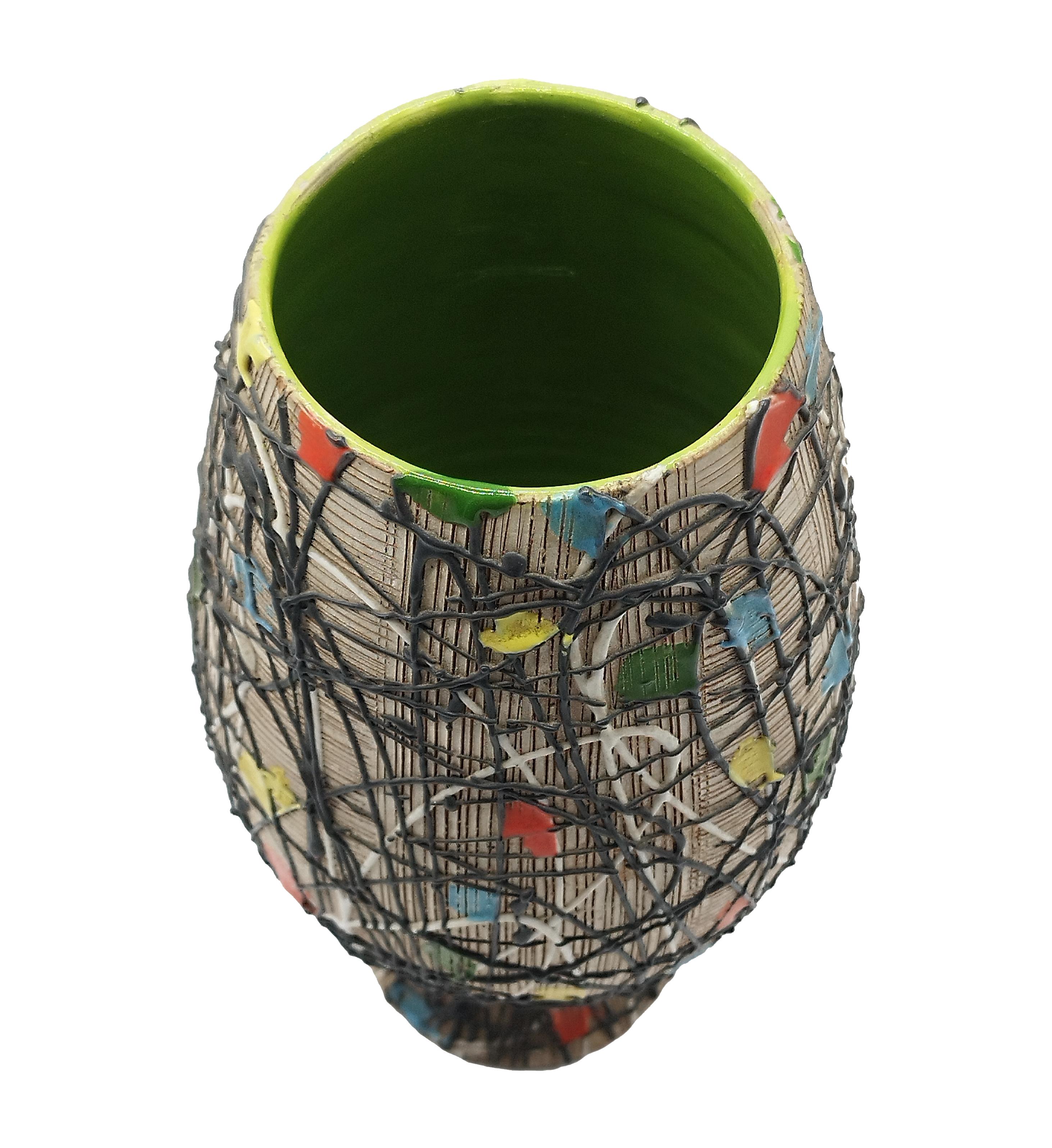 Vaso in terracotta dipinto a mano F.lli Fanciullacci, Italia 1960 In condizioni buone in vendita a Naples, IT