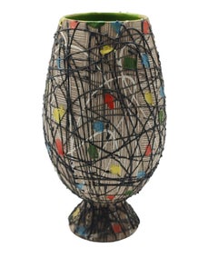 F.lli Fanciullacci Hand Painted Terracotta Vase, Italy 1960