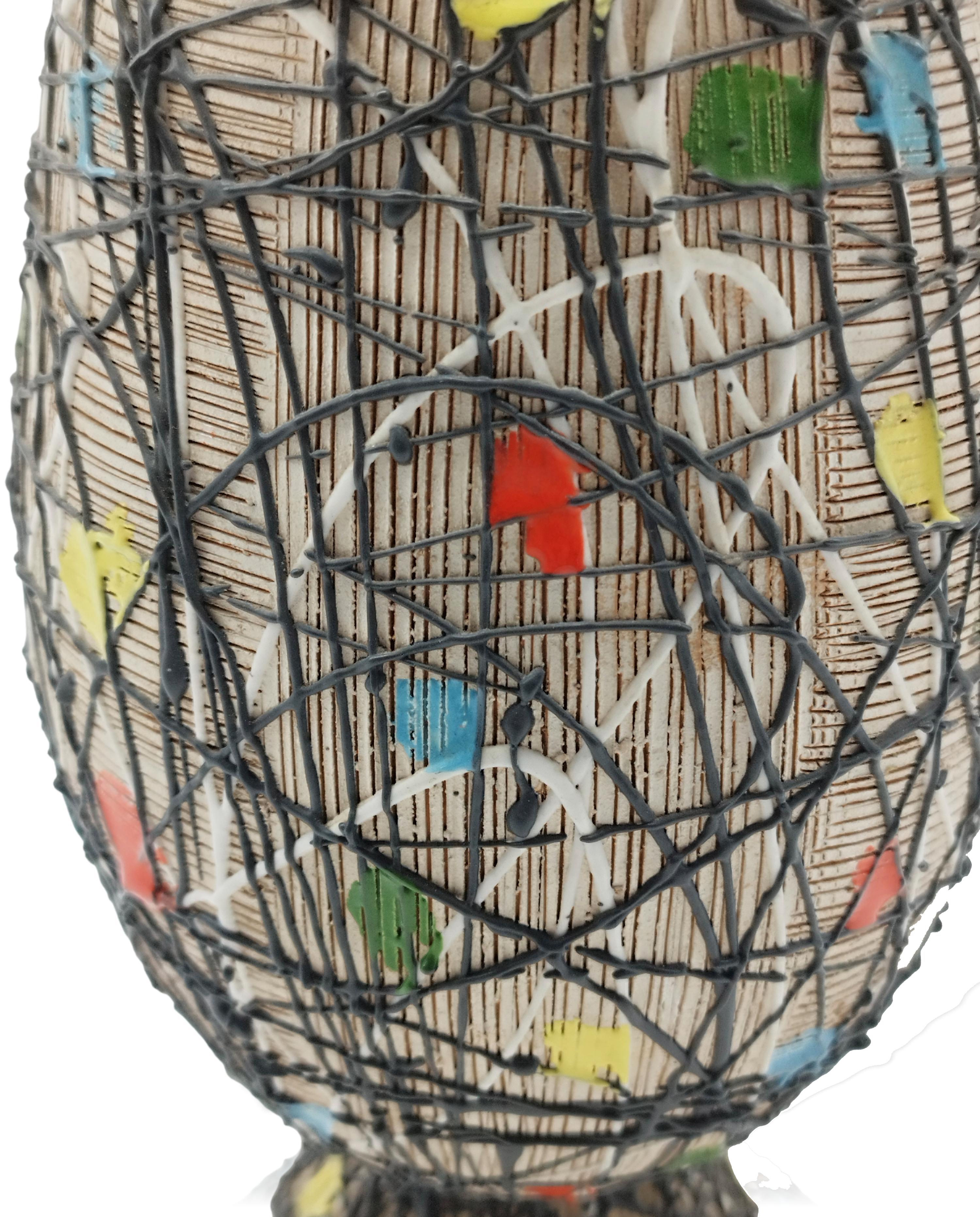 Metà XX secolo Vaso in terracotta dipinto a mano F.lli Fanciullacci, Italia 1960 in vendita