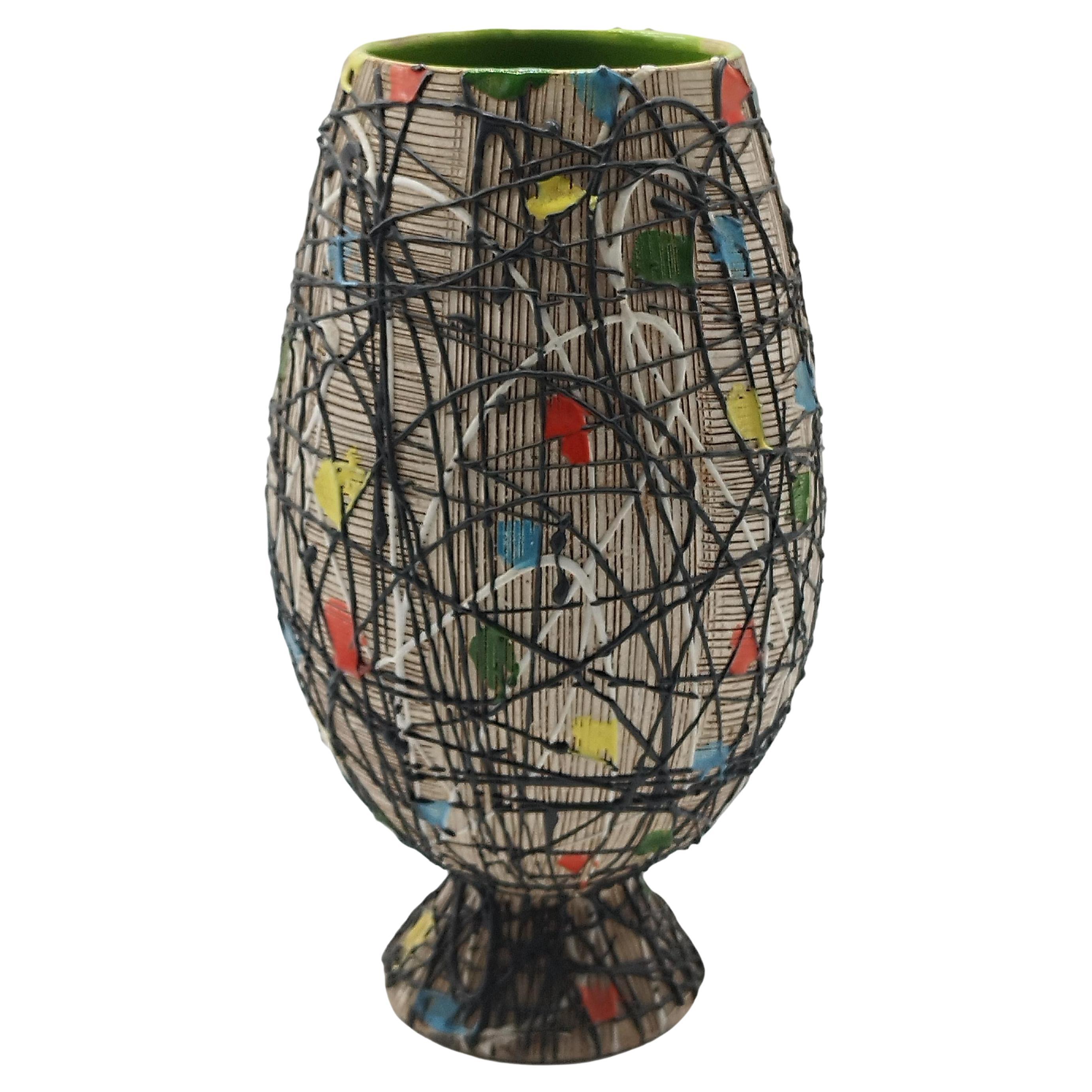 F.lli Fanciullacci Jarrón de terracota pintado a mano, Italia 1960