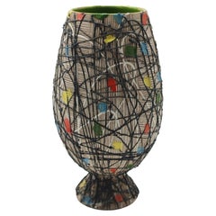 Retro F.lli Fanciullacci Hand Painted Terracotta Vase, Italy 1960