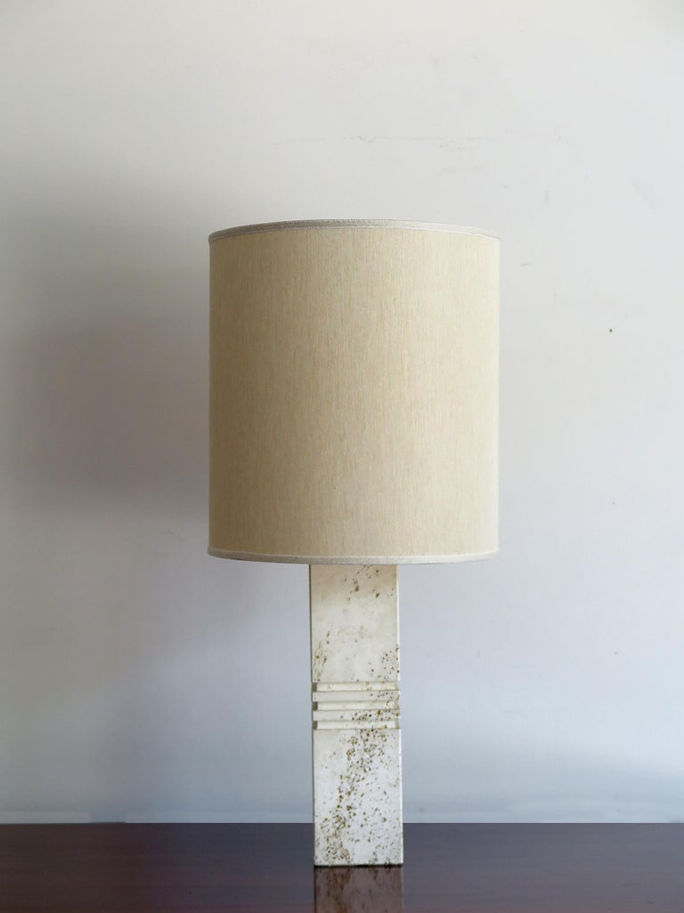 Mid-Century Modern F.lli Mannelli Midcentury Italian Travertino Lampshade Table Lamp 1950s For Sale