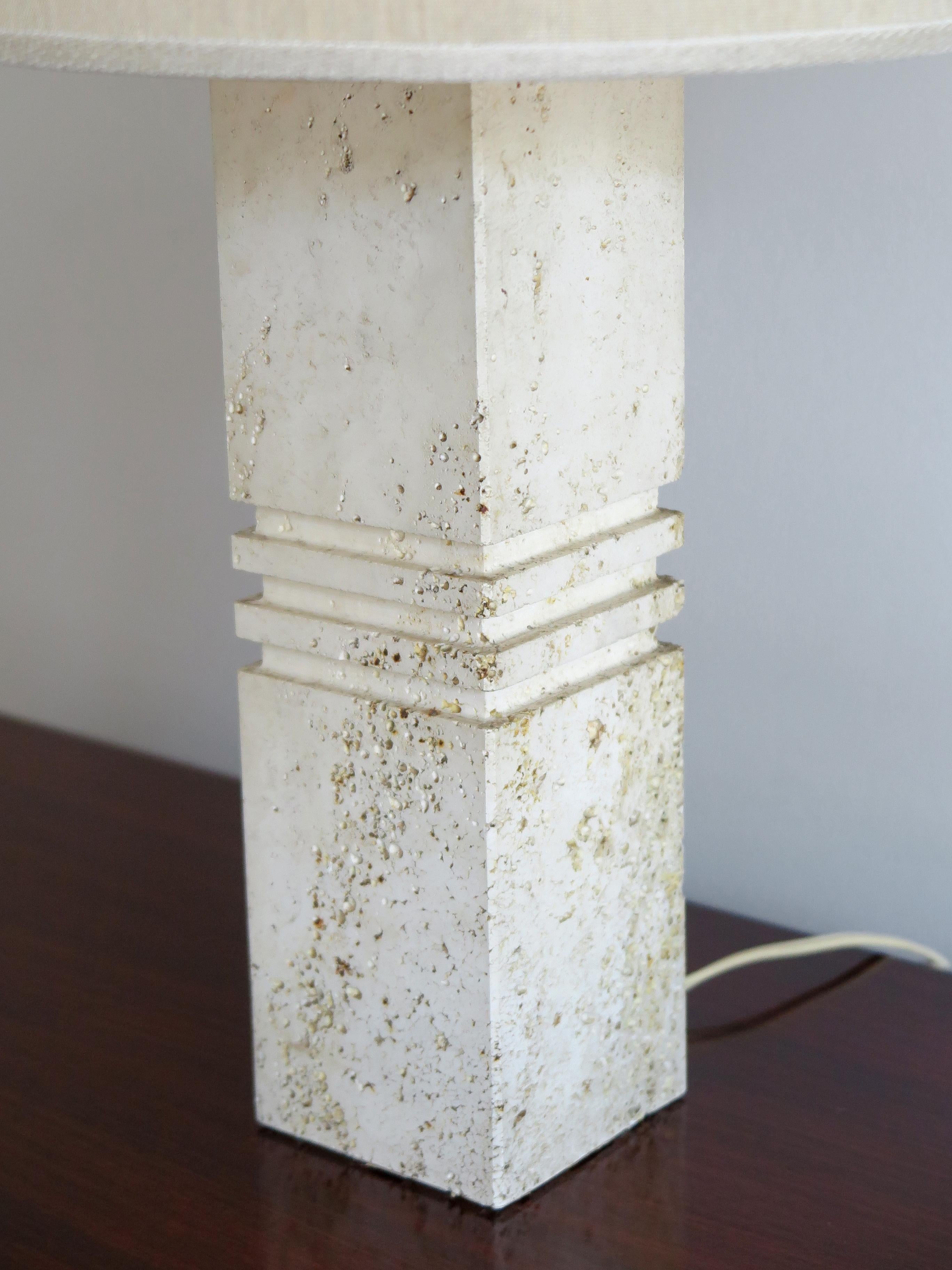 F.lli Mannelli lampe de bureau italienne à abat-jour en travertin du milieu du siècle dernier, années 1950 en vente 3