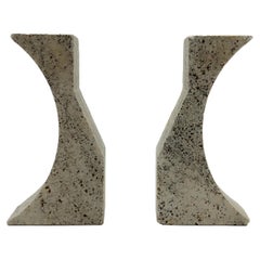 F.lli Mannelli Pair of Bookends in Rapolano Travertine Marble, Italy 1970s