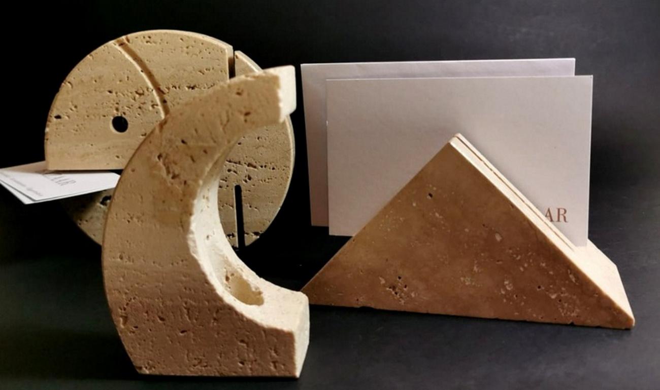 F.lli Mannelli Travertine Italian Desk Set Brutalist Style, 1970 10