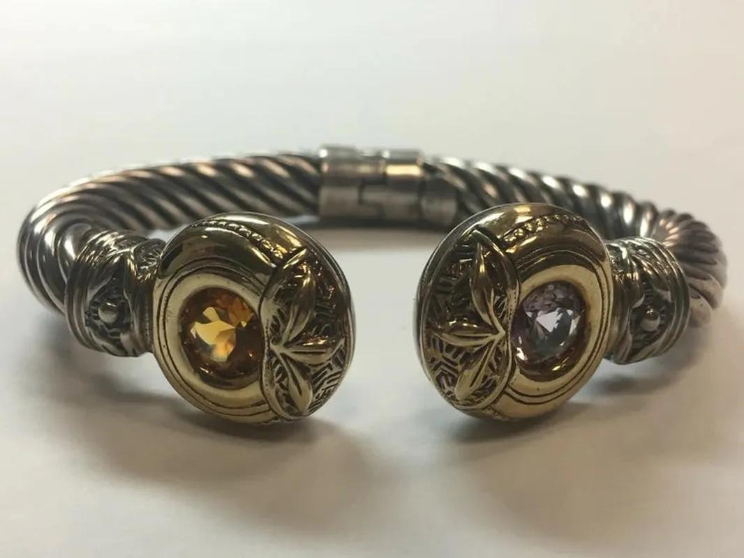 Taglio rotondo Bracciale retro FLLI Menegatti in oro giallo e argento Made In Italy in vendita