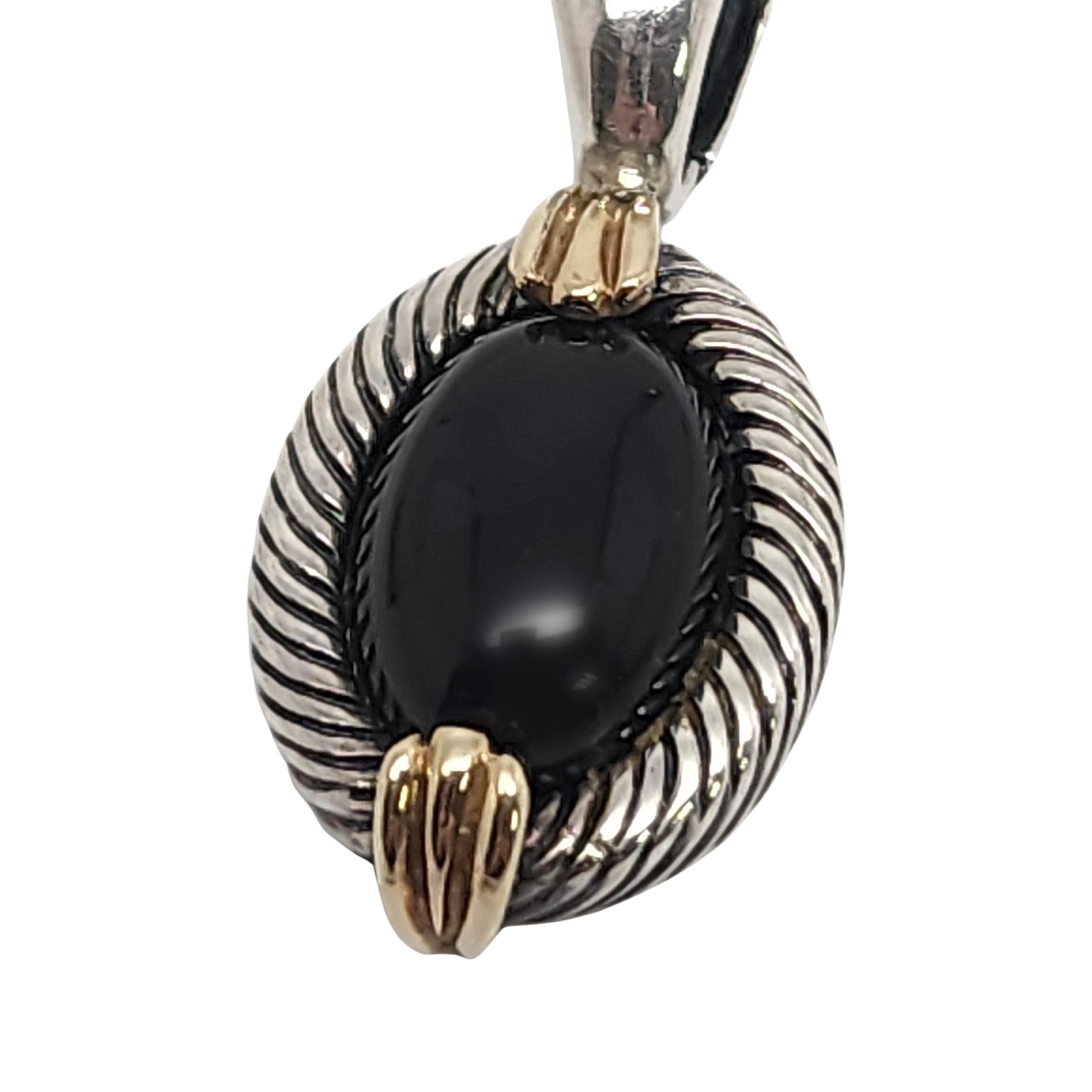 Flli Menegatti Sterling Silver 18K Onyx Enhancer Pendant #15127 In Good Condition In Washington Depot, CT