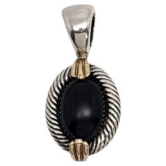 Flli Menegatti Sterling Silver 18K Onyx Enhancer Pendant #15127