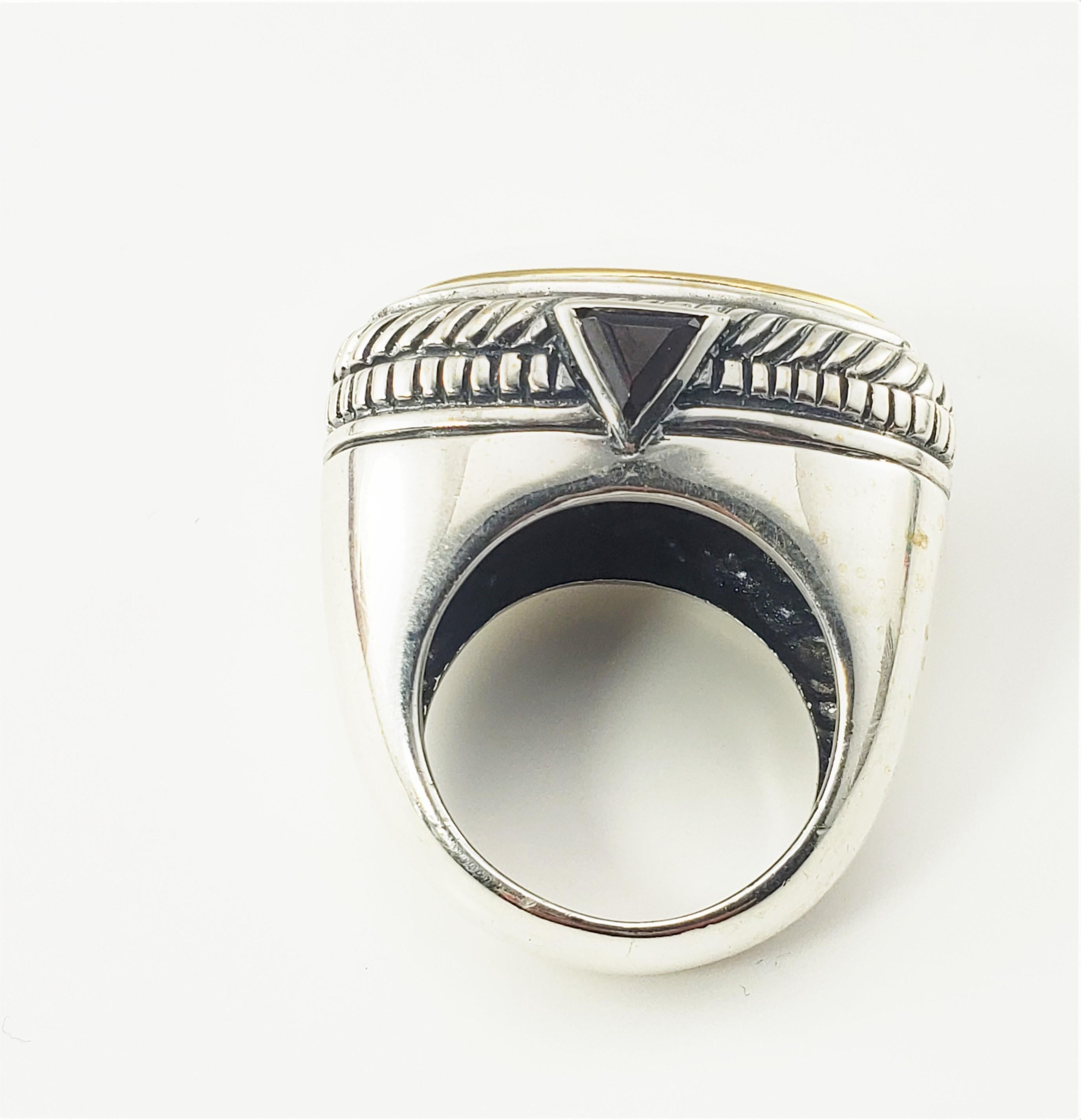 Flli Menegatti: Pegasus-Ring, Sterlingsilber 18K Gelbgold und Granat Damen