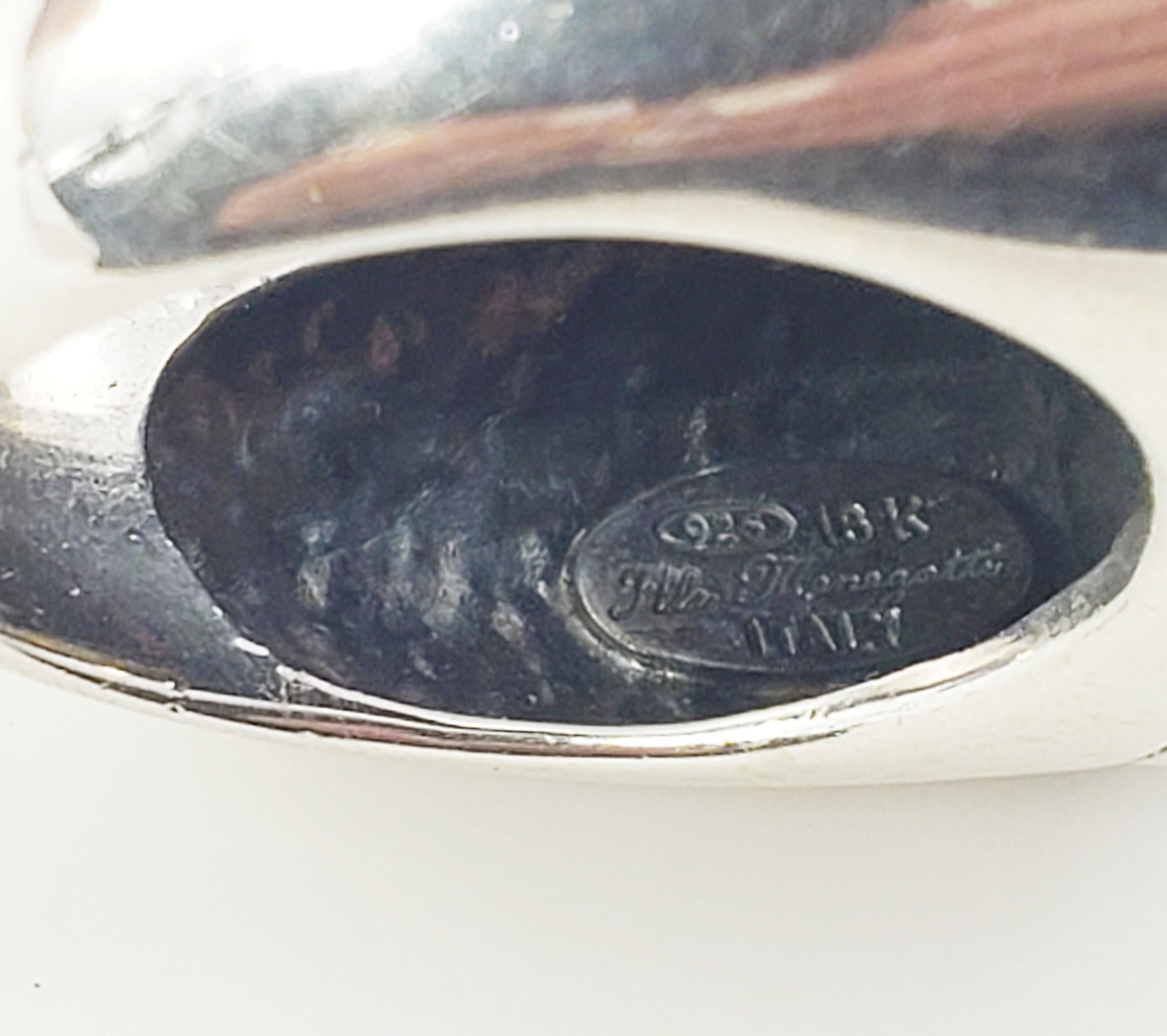 Flli Menegatti: Pegasus-Ring, Sterlingsilber 18K Gelbgold und Granat 2