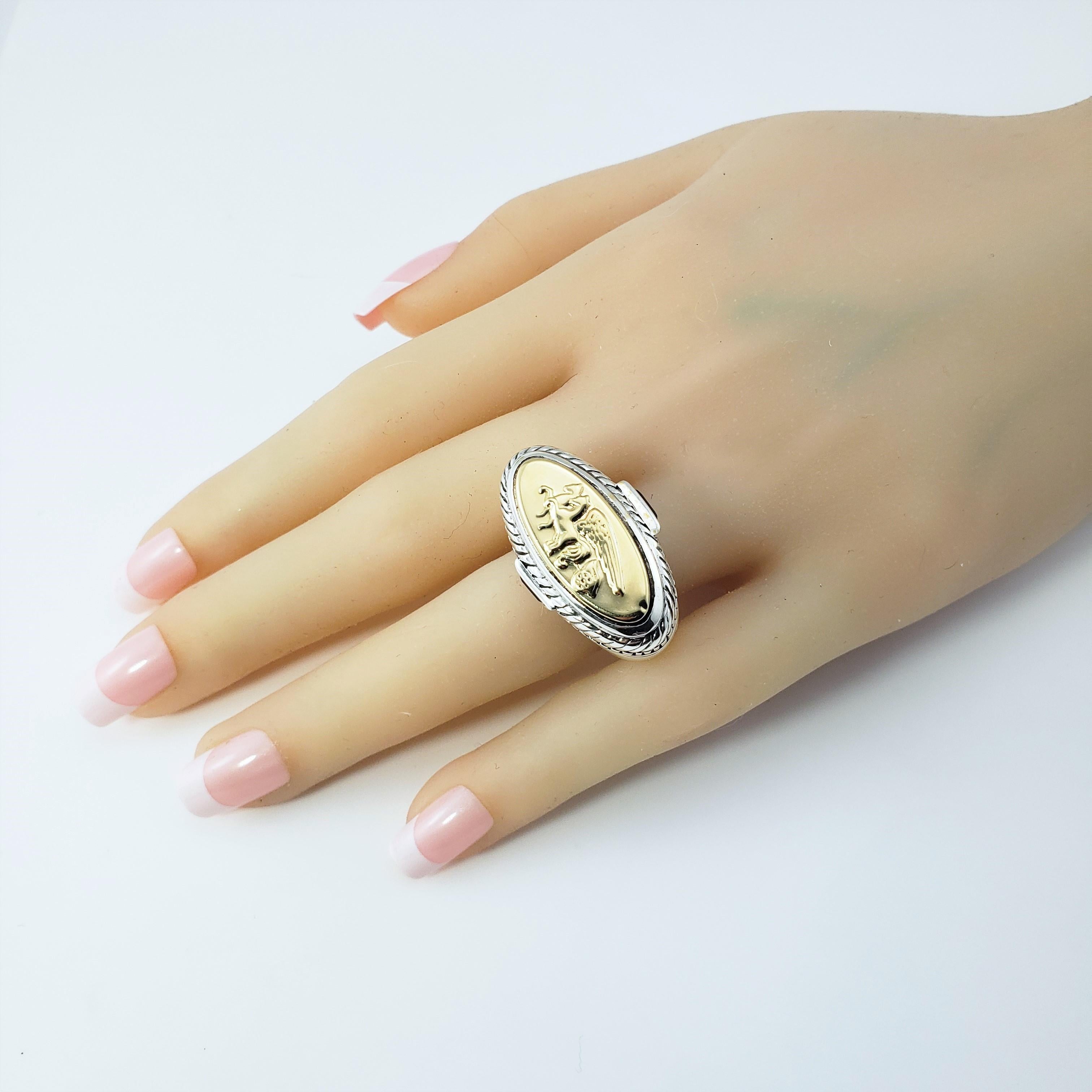 Women's Flli Menegatti Sterling Silver 18K Yellow Gold and Garnet Pegasus Ring