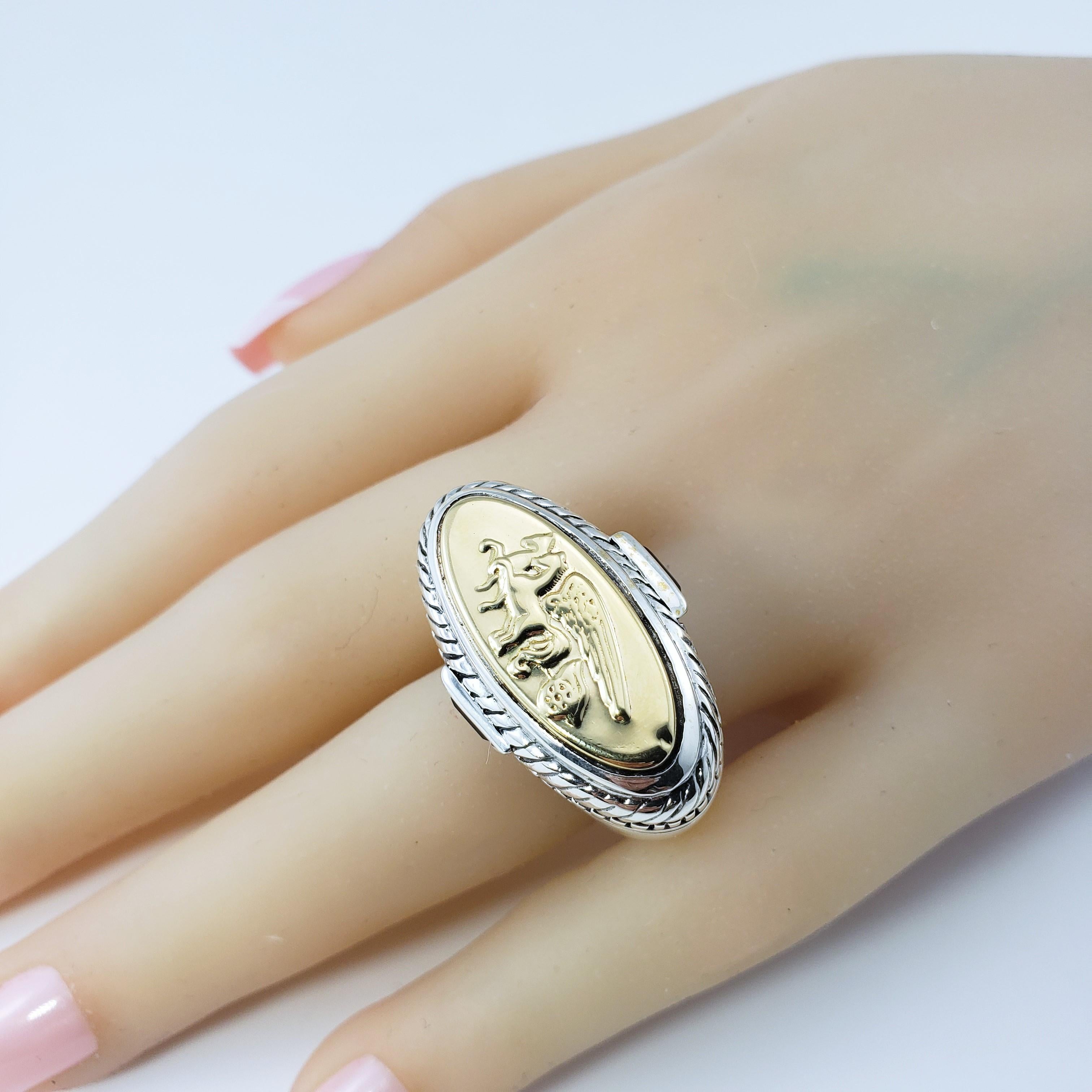 Flli Menegatti: Pegasus-Ring, Sterlingsilber 18K Gelbgold und Granat 4