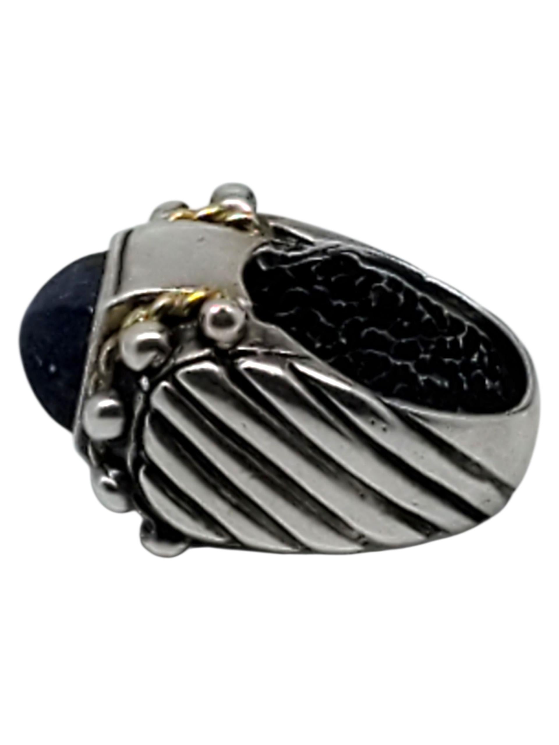 Contemporaneo Flli Menegatti Anello in argento e lapislazzuli in tonalità oro misura 6 #23607 in vendita