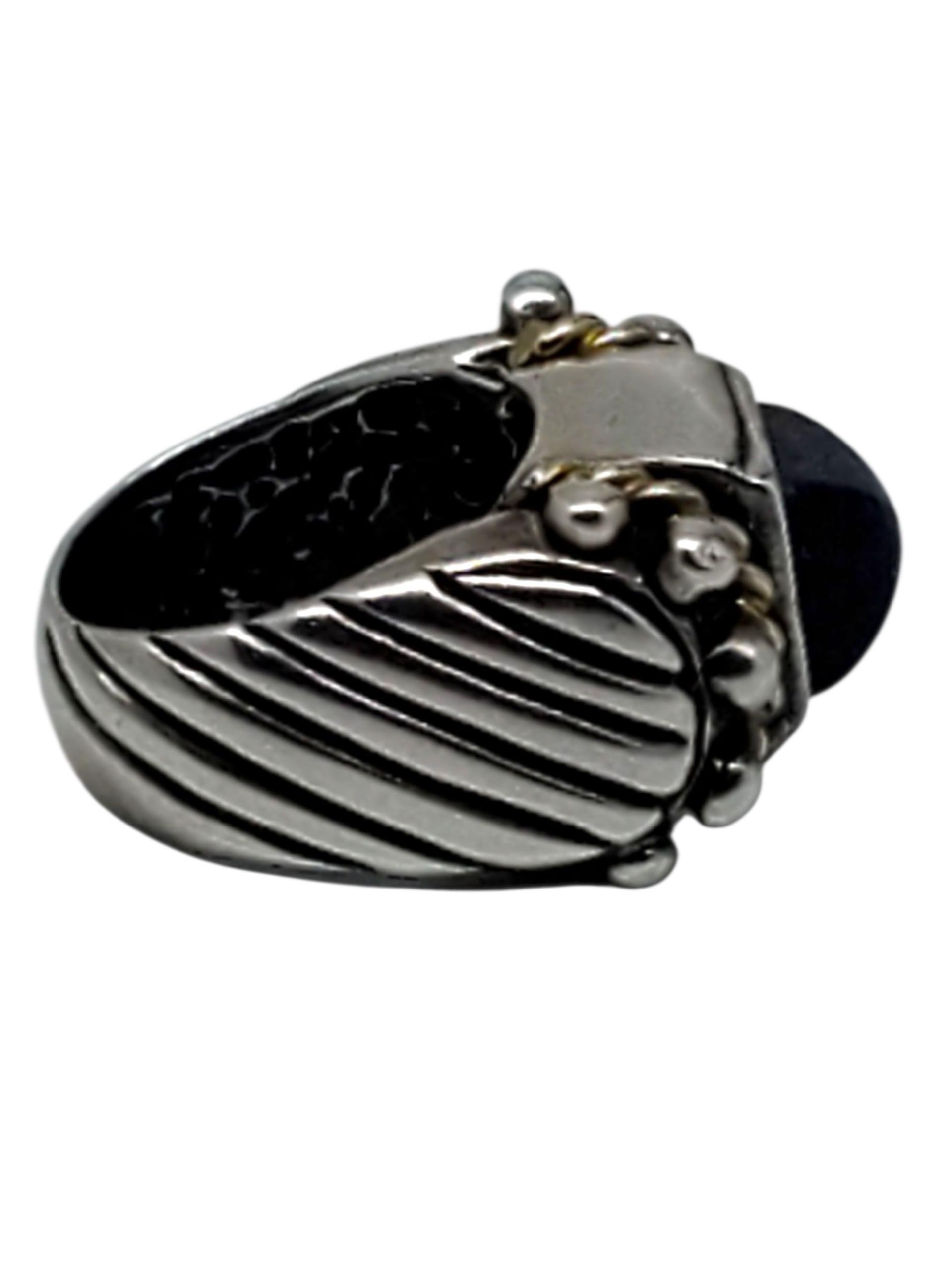 Cabochon Flli Menegatti Anello in argento e lapislazzuli in tonalità oro misura 6 #23607 in vendita