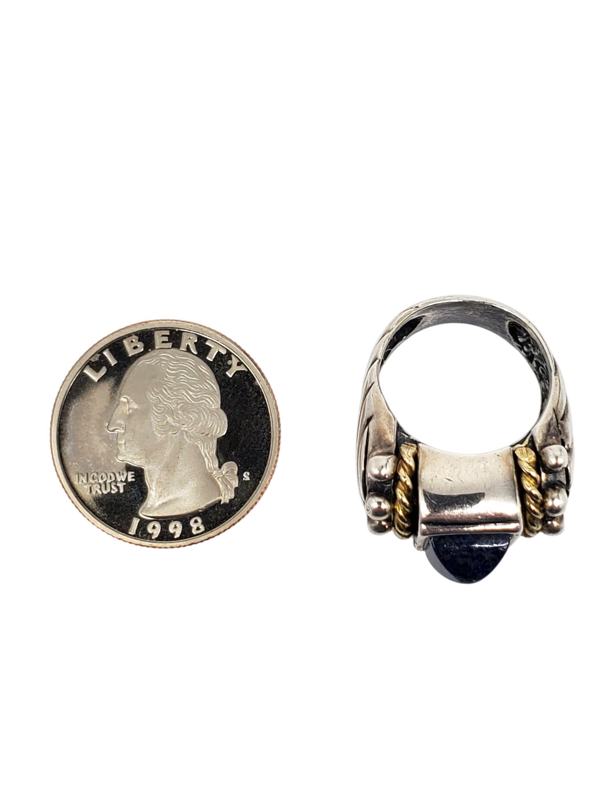 Flli Menegatti Anello in argento e lapislazzuli in tonalità oro misura 6 #23607 In condizioni buone in vendita a Washington Depot, CT