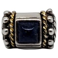 Flli Menegatti Sterling Silver and Gold Tone Lapis Lazuli Ring Size 6 #23607