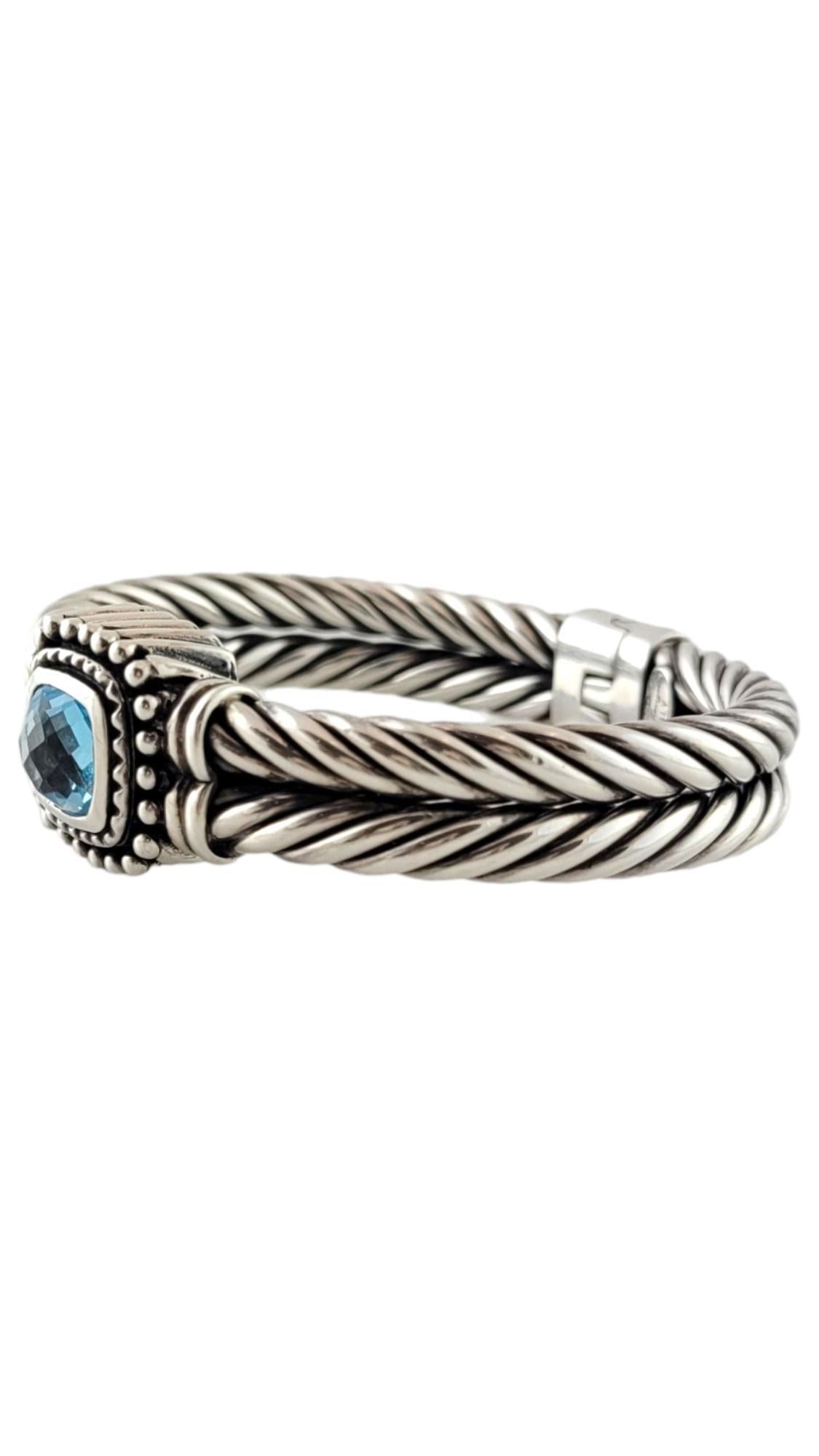 Flli Menegatti Sterling Silver Blue Topaz Double Twisted Cable Bracelet

This gorgeous sterling silver double twisted cable bangle bracelet features a breathtaking blue topaz stone in the center and even opens to make getting it on easy!

Size: