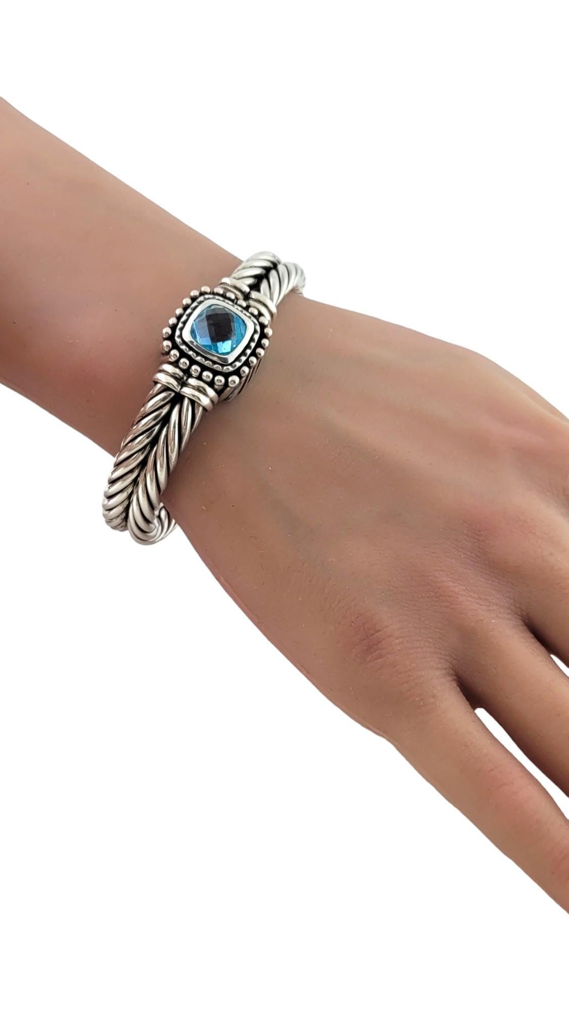 Flli Menegatti Sterling Silver Blue Topaz Double Twisted Cable Bangle #17477 In Good Condition In Washington Depot, CT