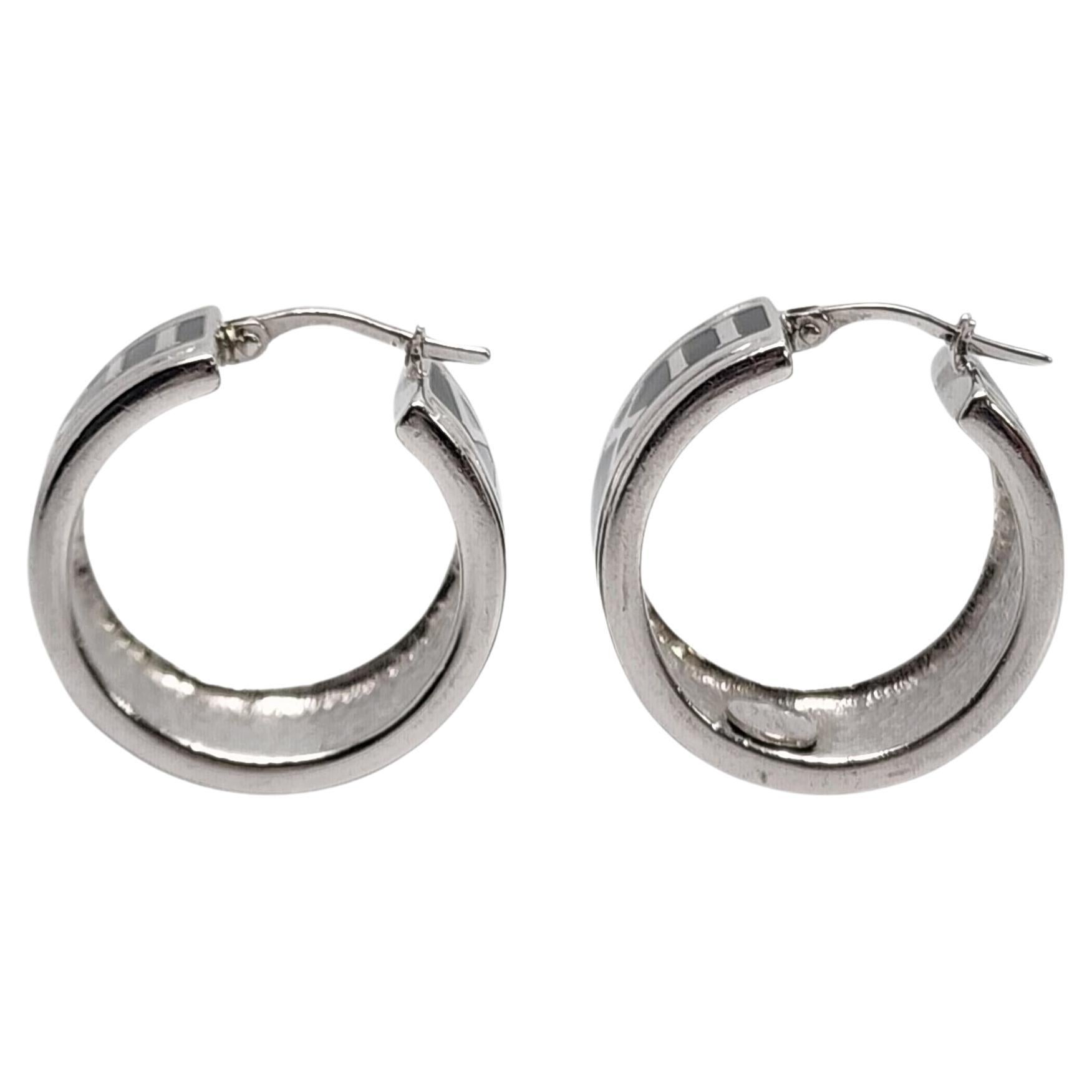 Flli Menegatti Sterling Silver Roman Numeral Hoop Earrings #15126 For Sale