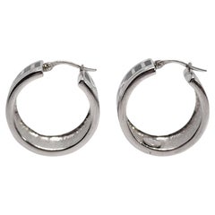 Vintage Flli Menegatti Sterling Silver Roman Numeral Hoop Earrings #15126