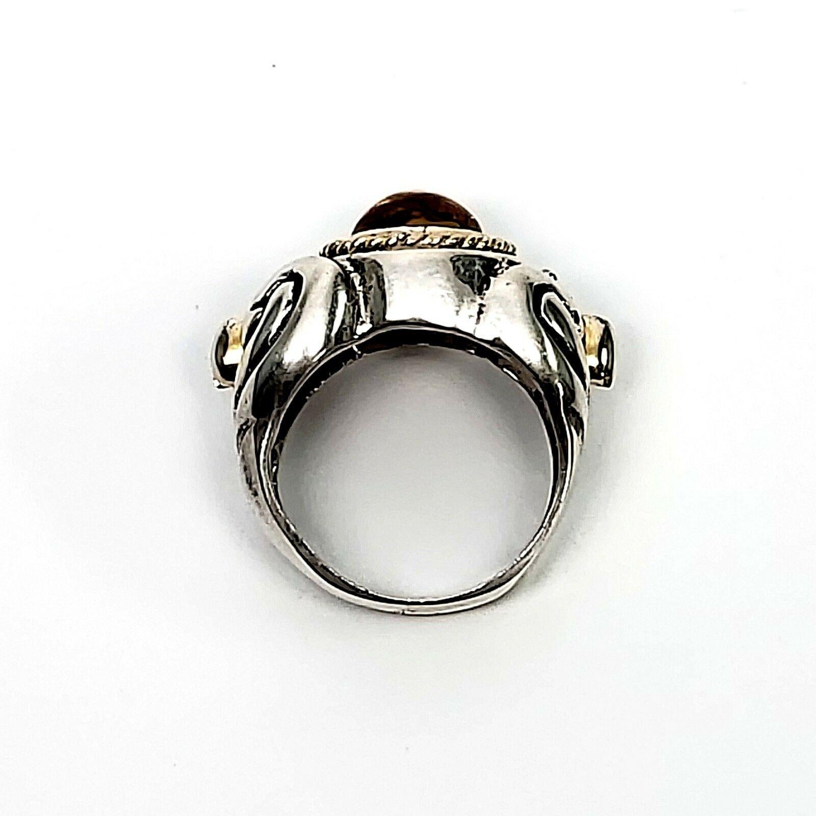 Round Cut Flli Menegatti Sterling Silver with Gold Accent Citrine Ring