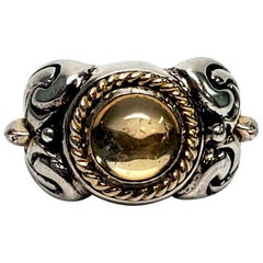 Flli Menegatti Sterling Silver with Gold Accent Citrine Ring
