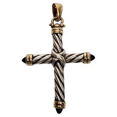 Flli Menegatti Sterling Silver Yellow Gold Plated Cross Pendant