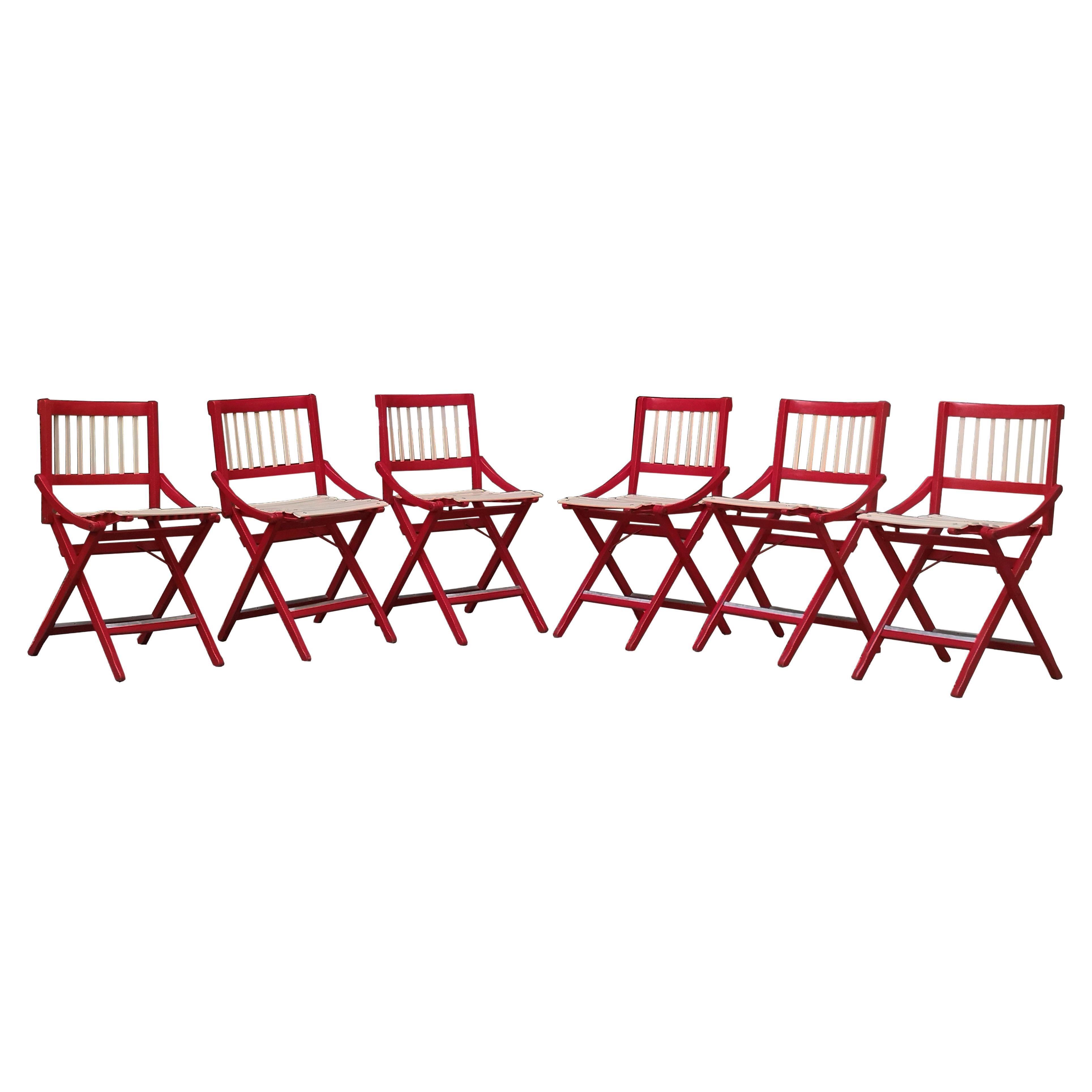 F.Lli Reguitti Group of Six Mod. "152" Folding Chairs, Italy, 1956 For Sale