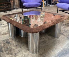 F.Lli Saporiti Mid-Century Modern Italian Chrome Coffee Table, 1970s