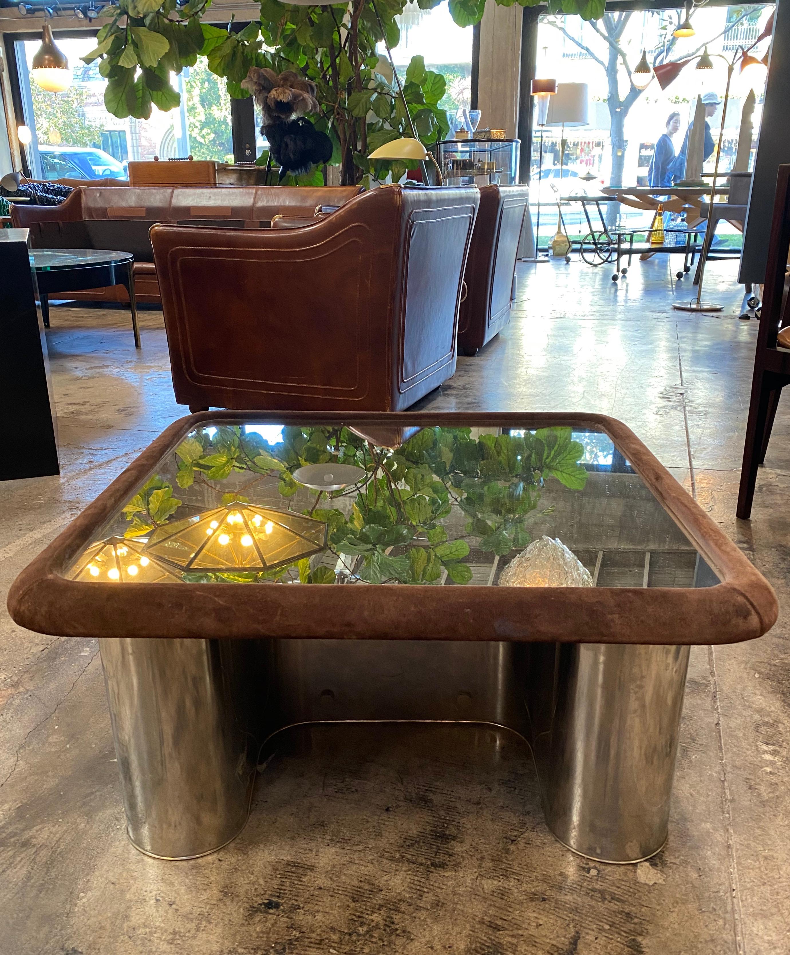 F.Lli Saporiti Mid-Century Modern Italian Chrome Coffee Table, 1970s In Good Condition In Los Angeles, CA