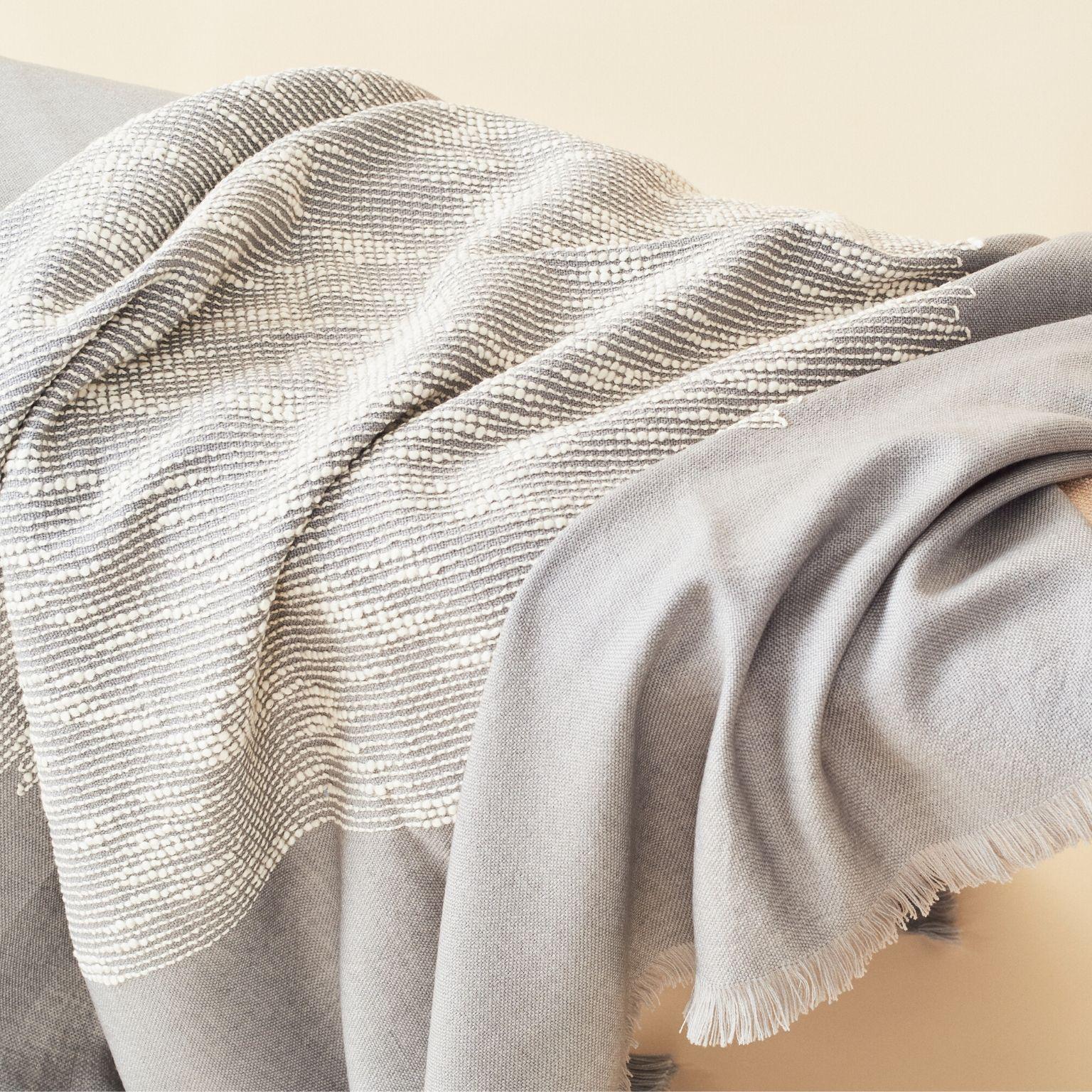 Flo Grey Throw Handwoven in Merino In New Condition For Sale In Bloomfield Hills, MI